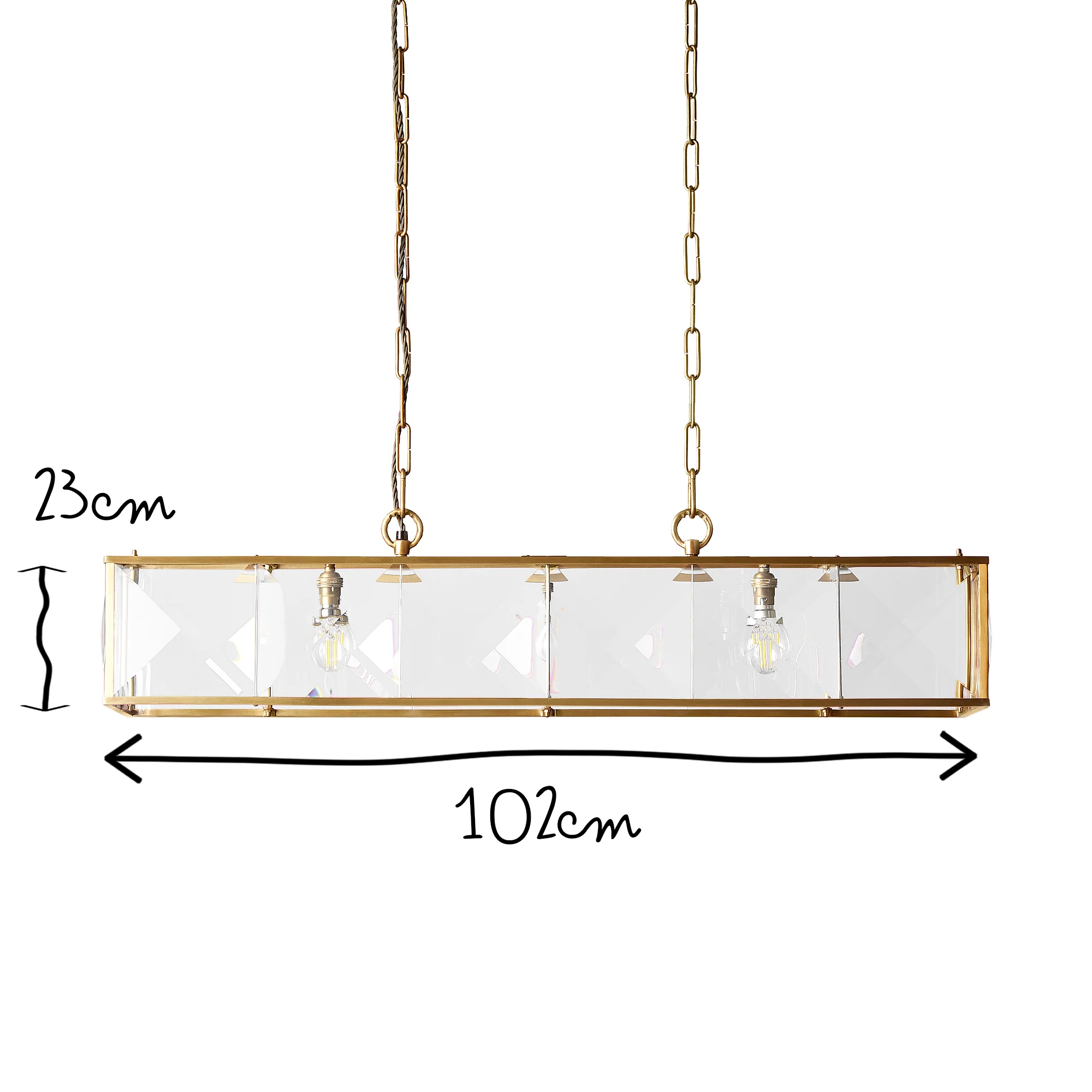 Hunza chandelier in prismatic glass and brass - Image 12