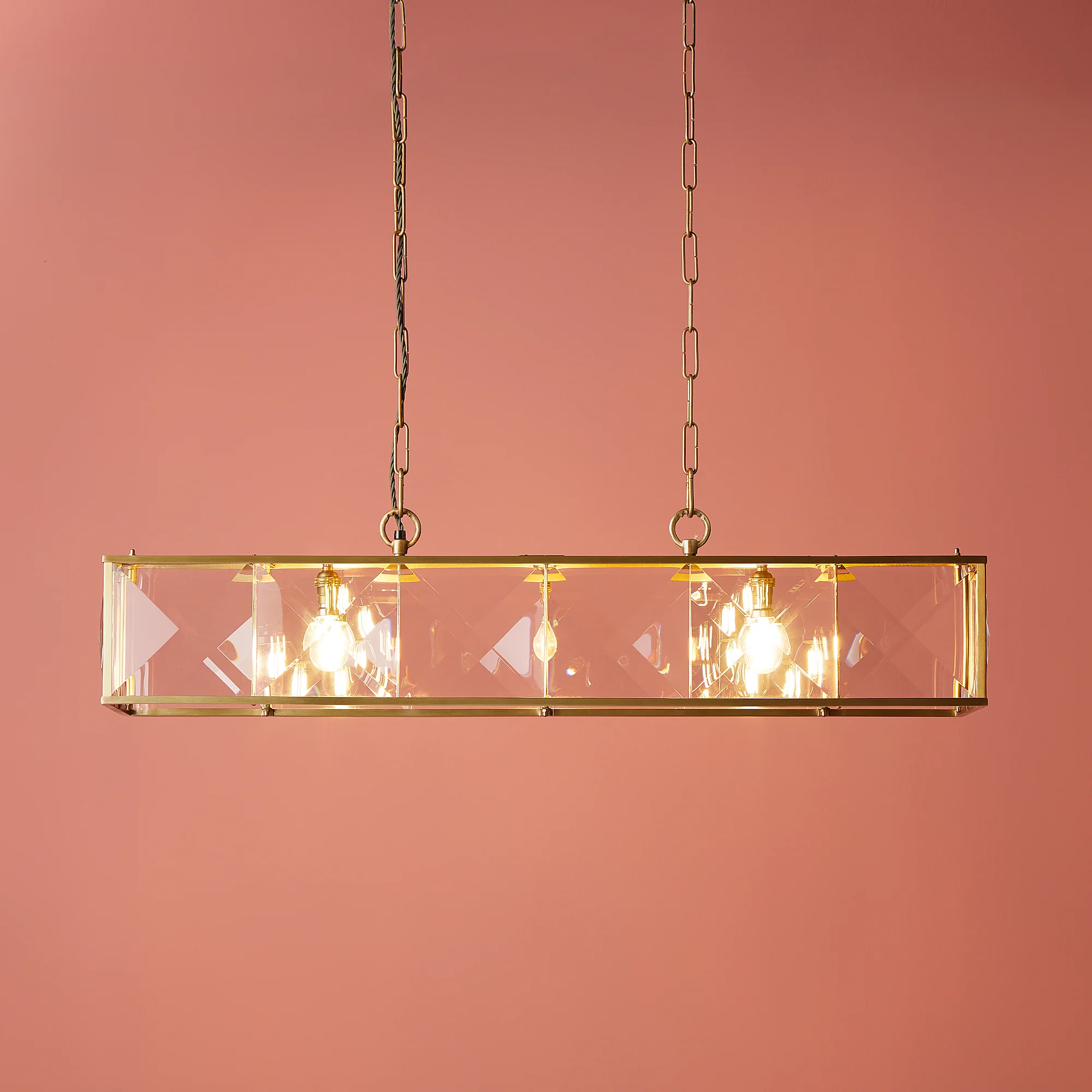 Hunza chandelier in prismatic glass and brass - Image 2