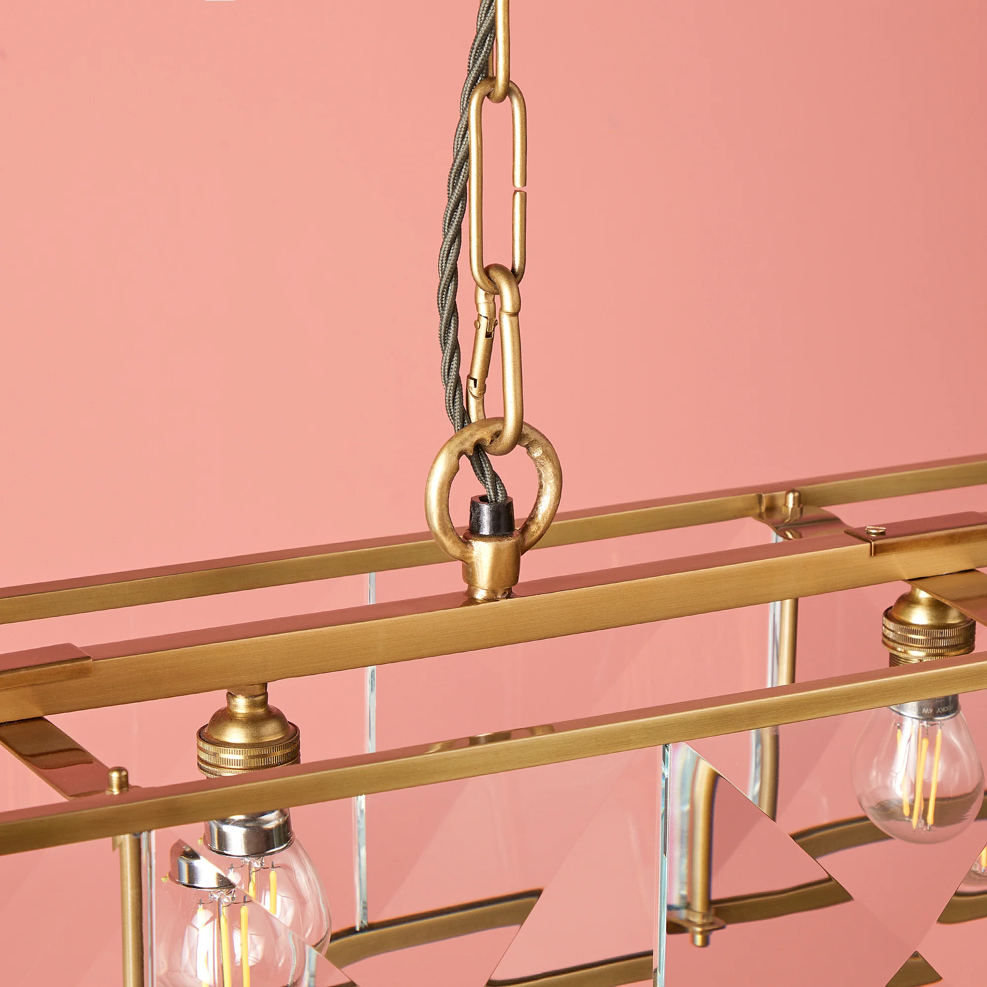 Hunza chandelier in prismatic glass and brass - Image 4