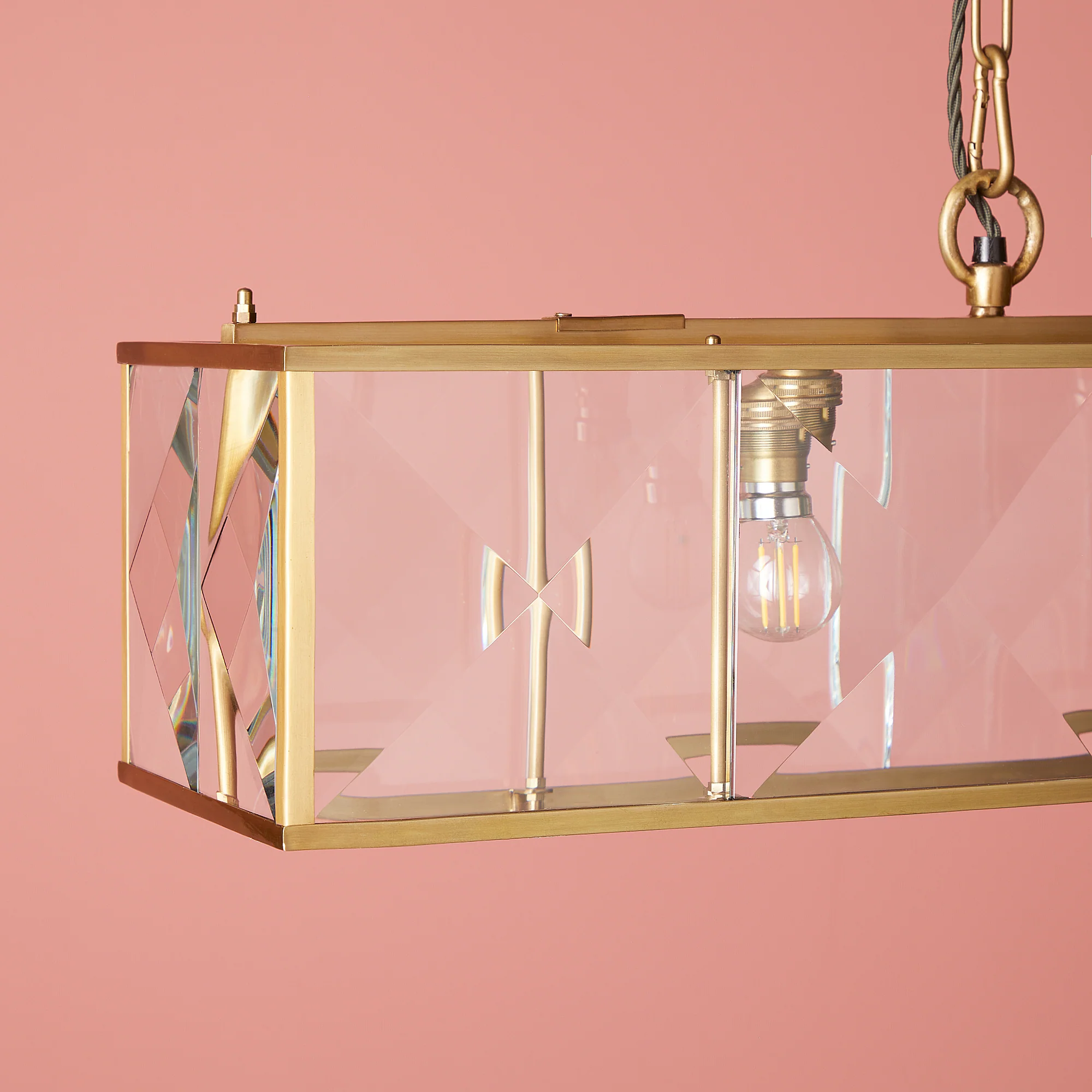 Hunza chandelier in prismatic glass and brass - Image 6