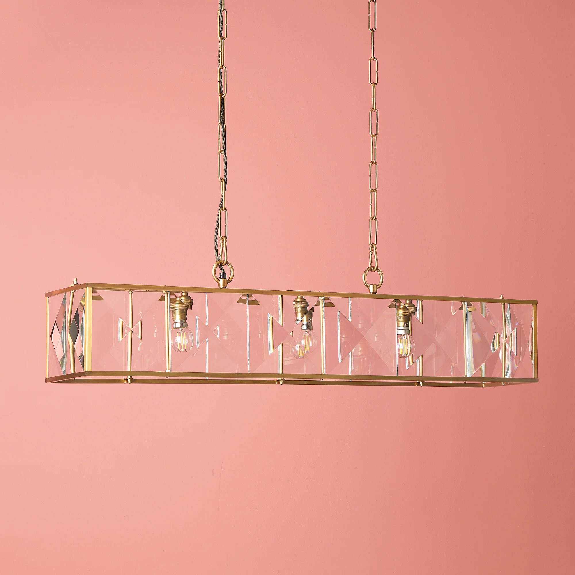 Hunza chandelier in prismatic glass and brass - Image 8