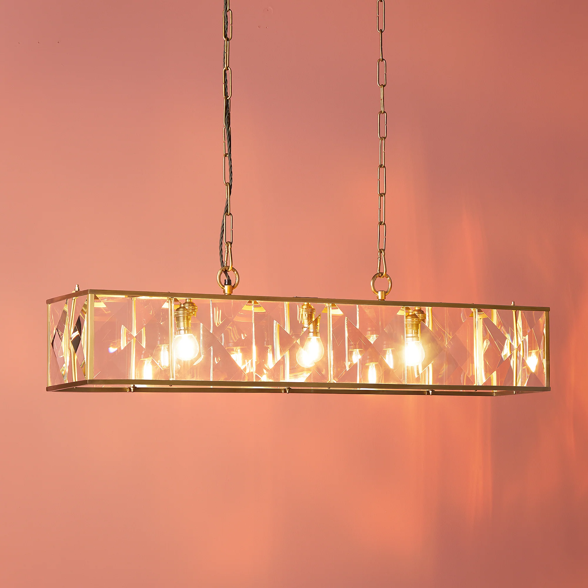 Hunza chandelier in prismatic glass and brass - Image 9