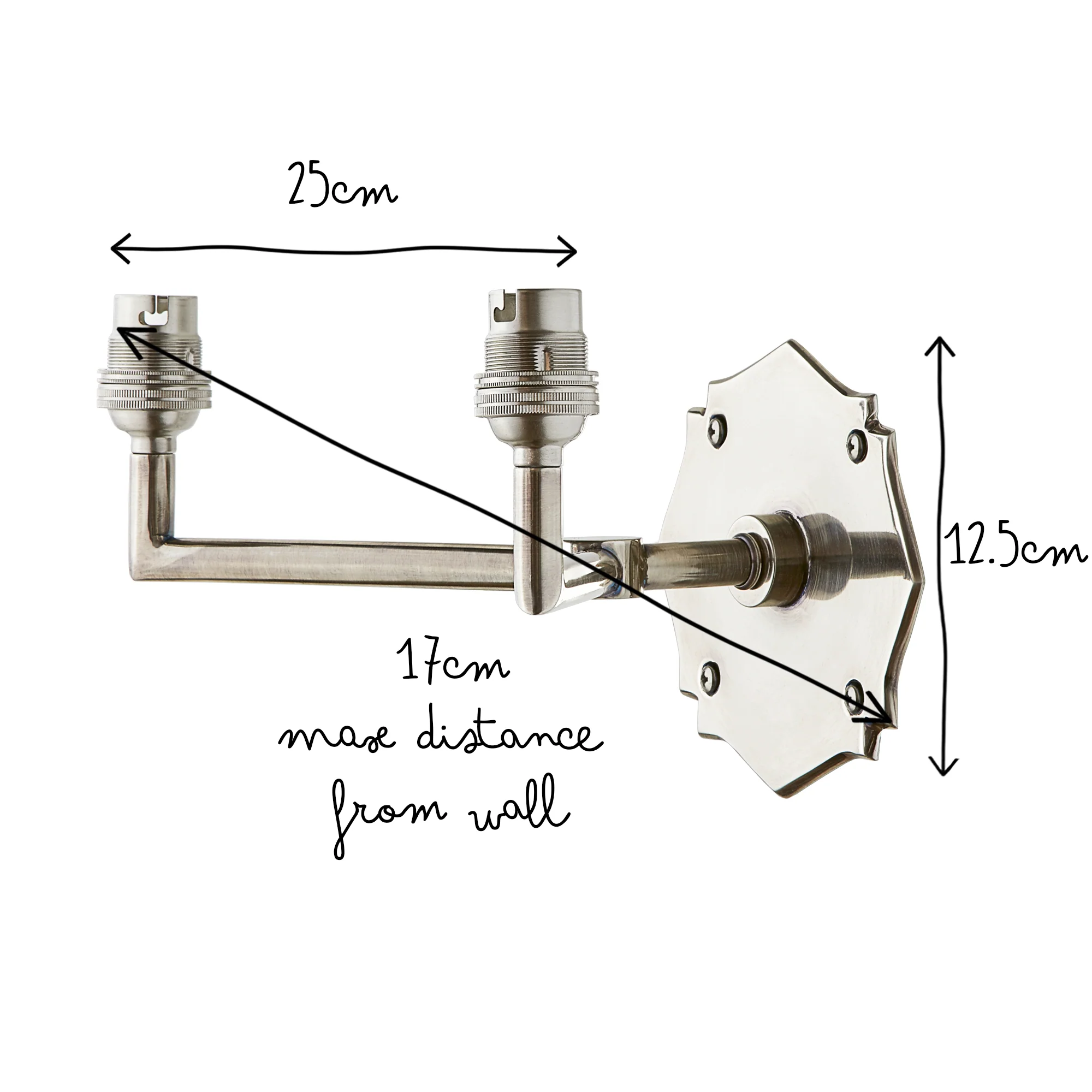double insignia wall fitting in antique silver - Image 4