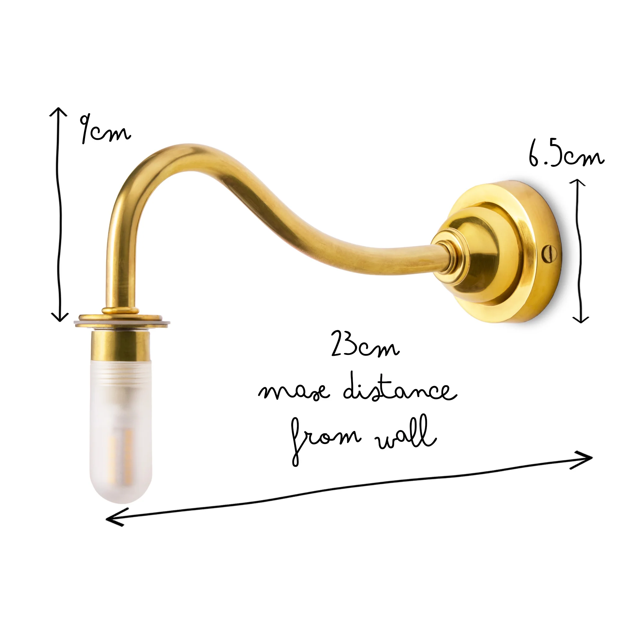 IP44 Swan neck wall fitting in antique brass - Image 7