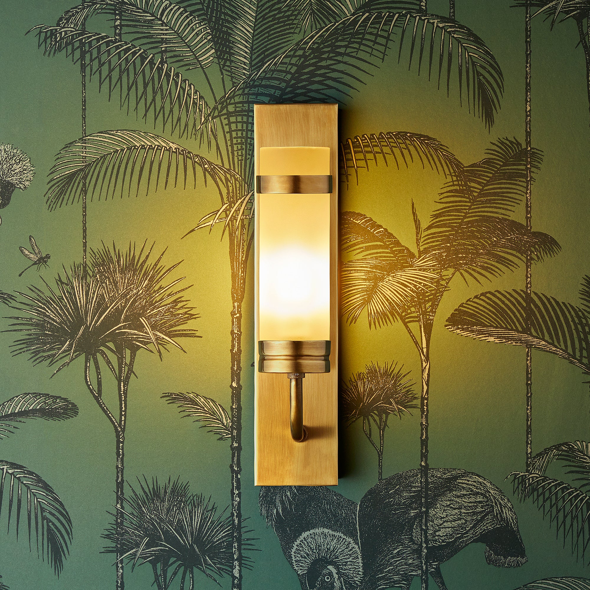 Jim ip44 wall light in brass and frosted glass - Image 9