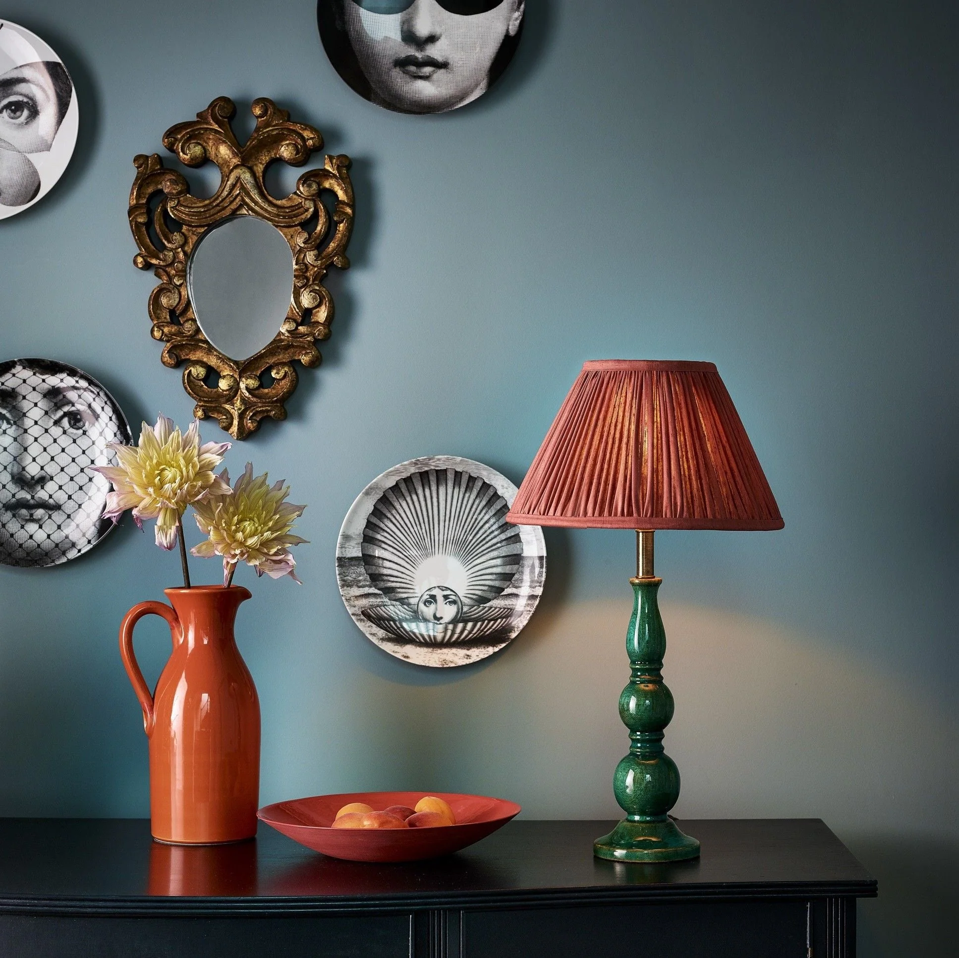 Kelpie table lamp in turquoise lacquered wood - Image 8