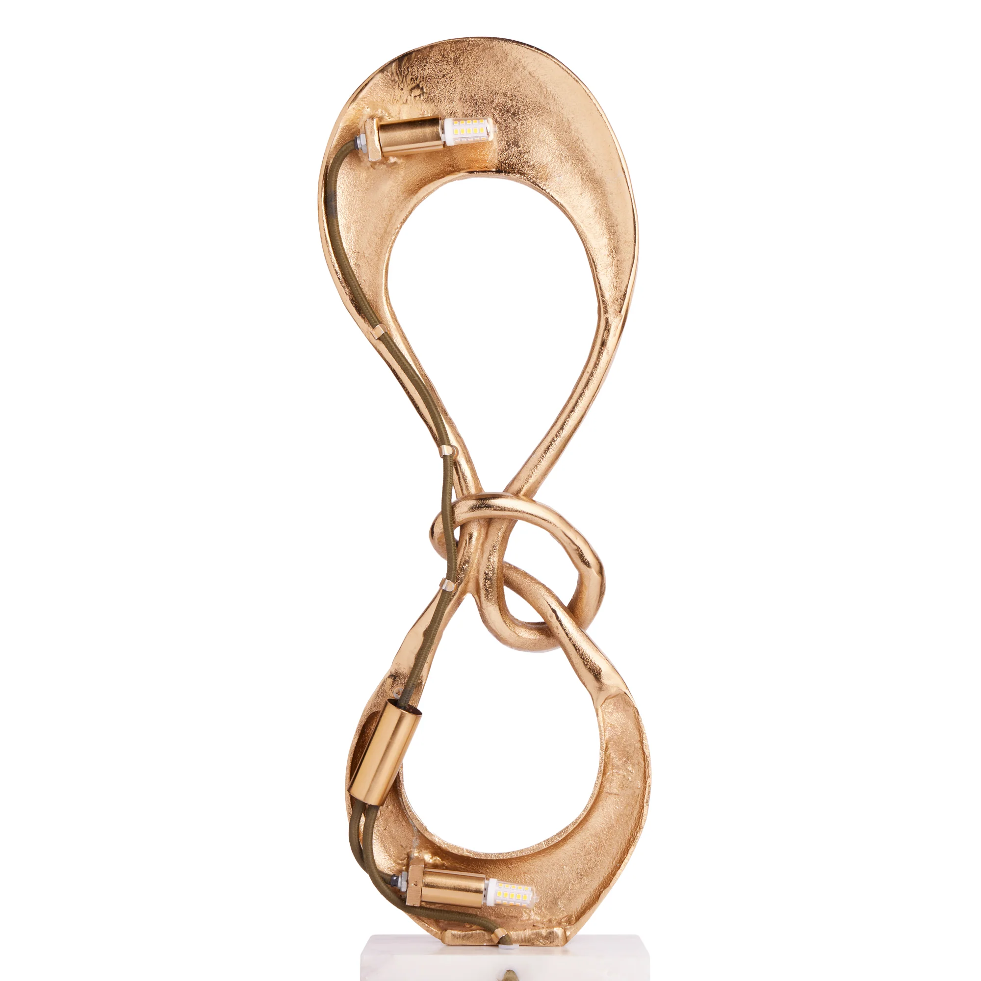 Knotty sculptural table lamp in gold and white marble - Image 7