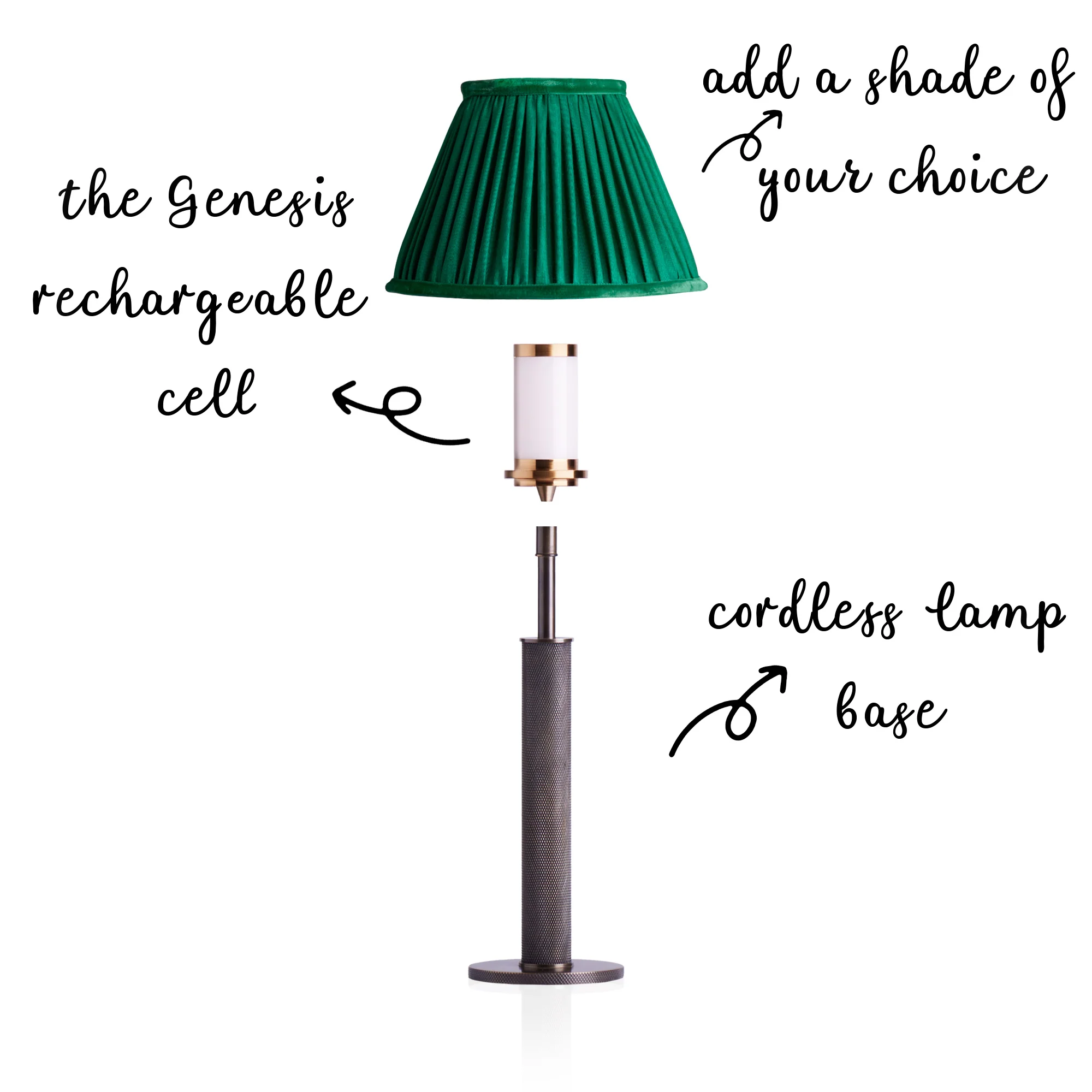 Knurloid rechargeable table lamp in bronze - Image 3
