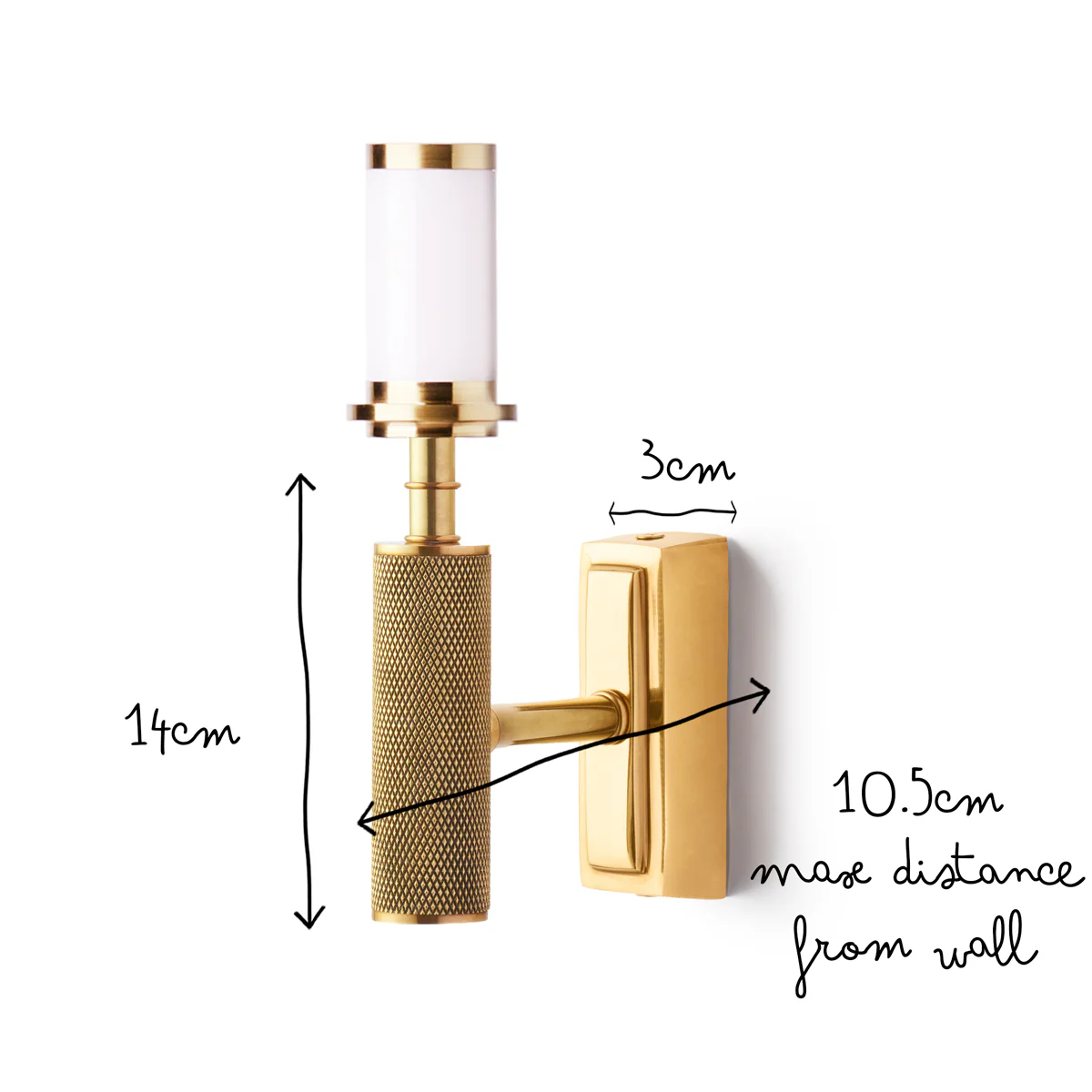 Knurloid Rechargeable Wall Fitting in Brass - Image 8
