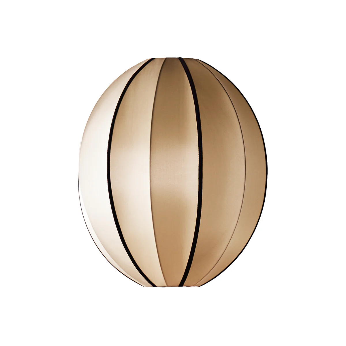 Large classic oval space pendant shade in taupe silk with black tape