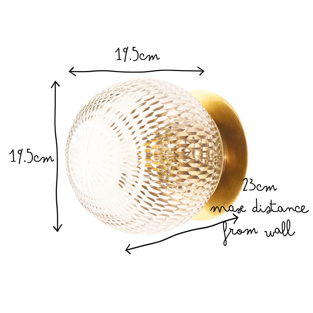 Larger Burgh IP54 wall light in cut glass and brass - Image 15