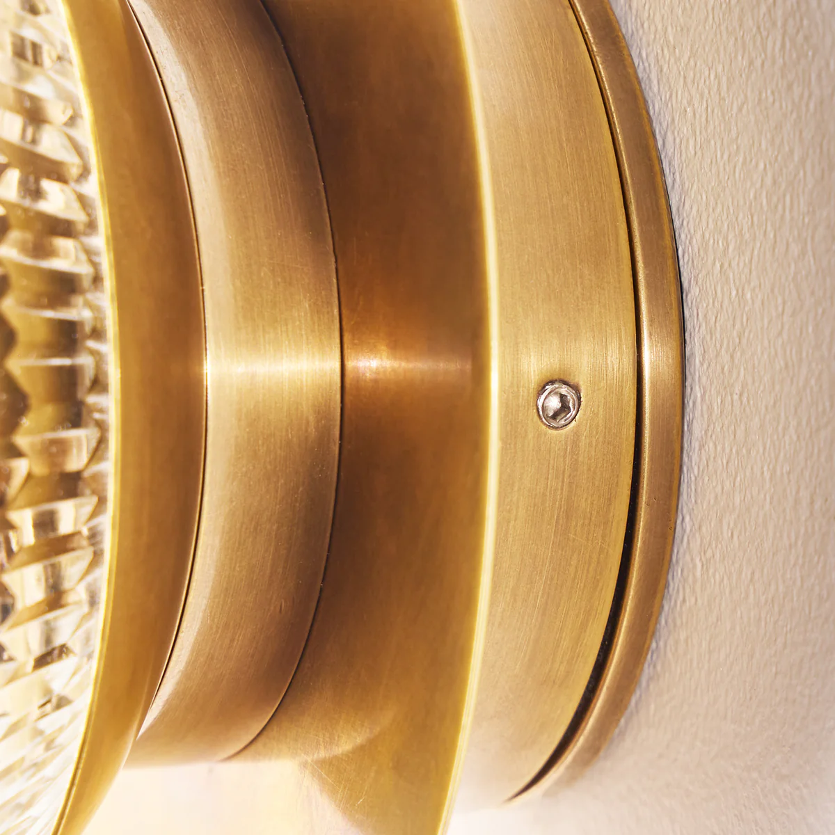 Larger Burgh IP54 wall light in cut glass and brass - Image 5