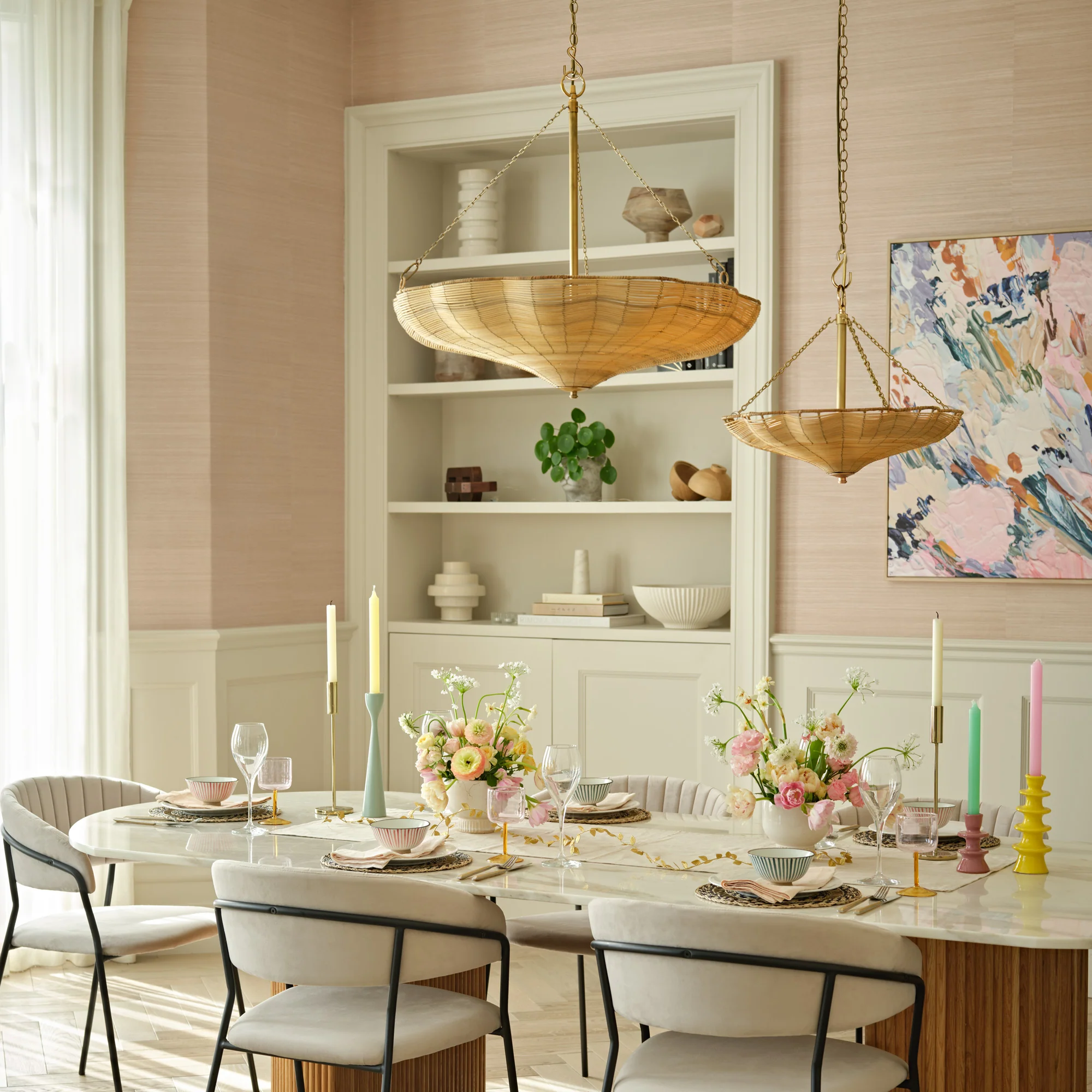 Larger Flower pendant in natural rattan - Image 3