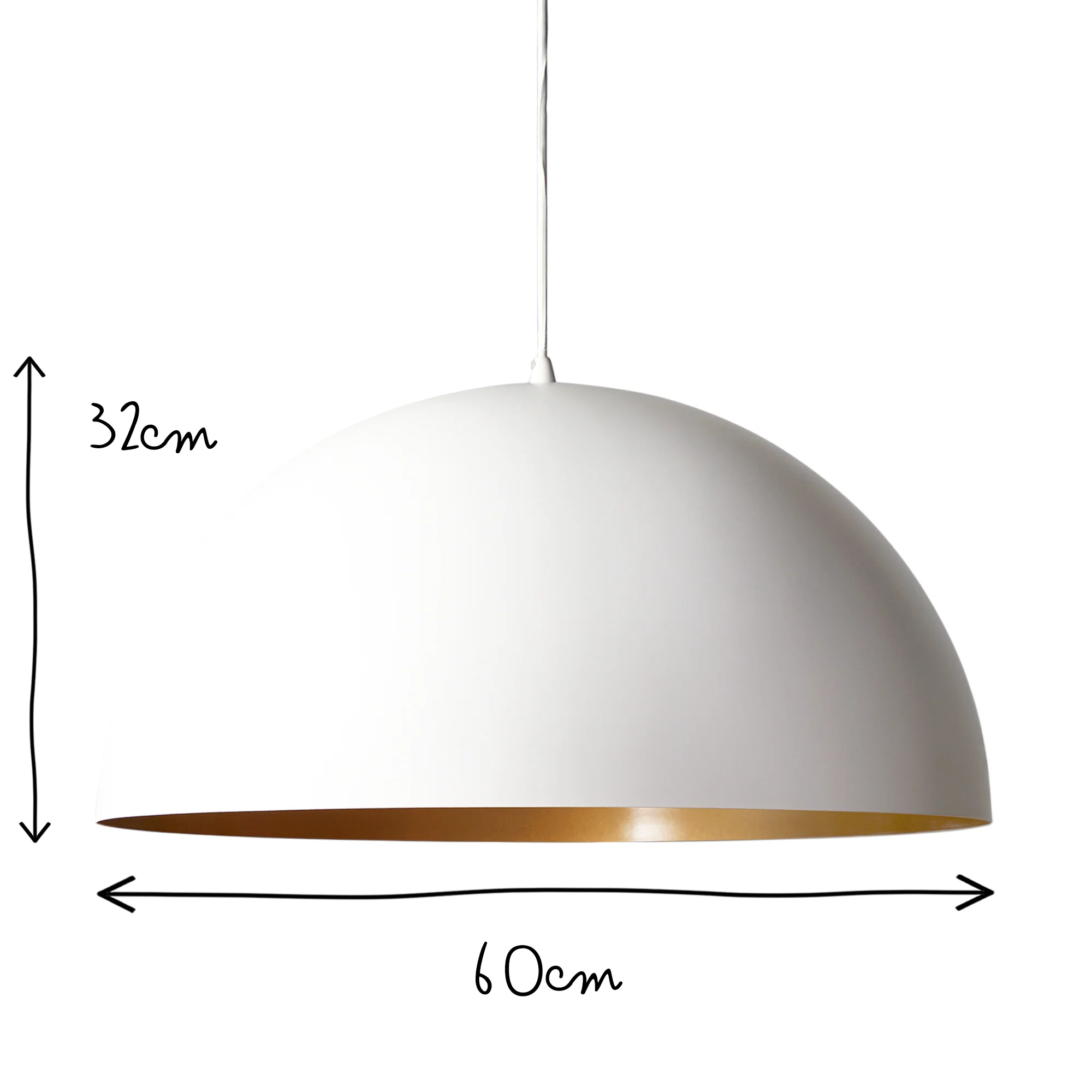Larger Goodhew pendant in white with a gold interior - 60cms diameter - Image 11