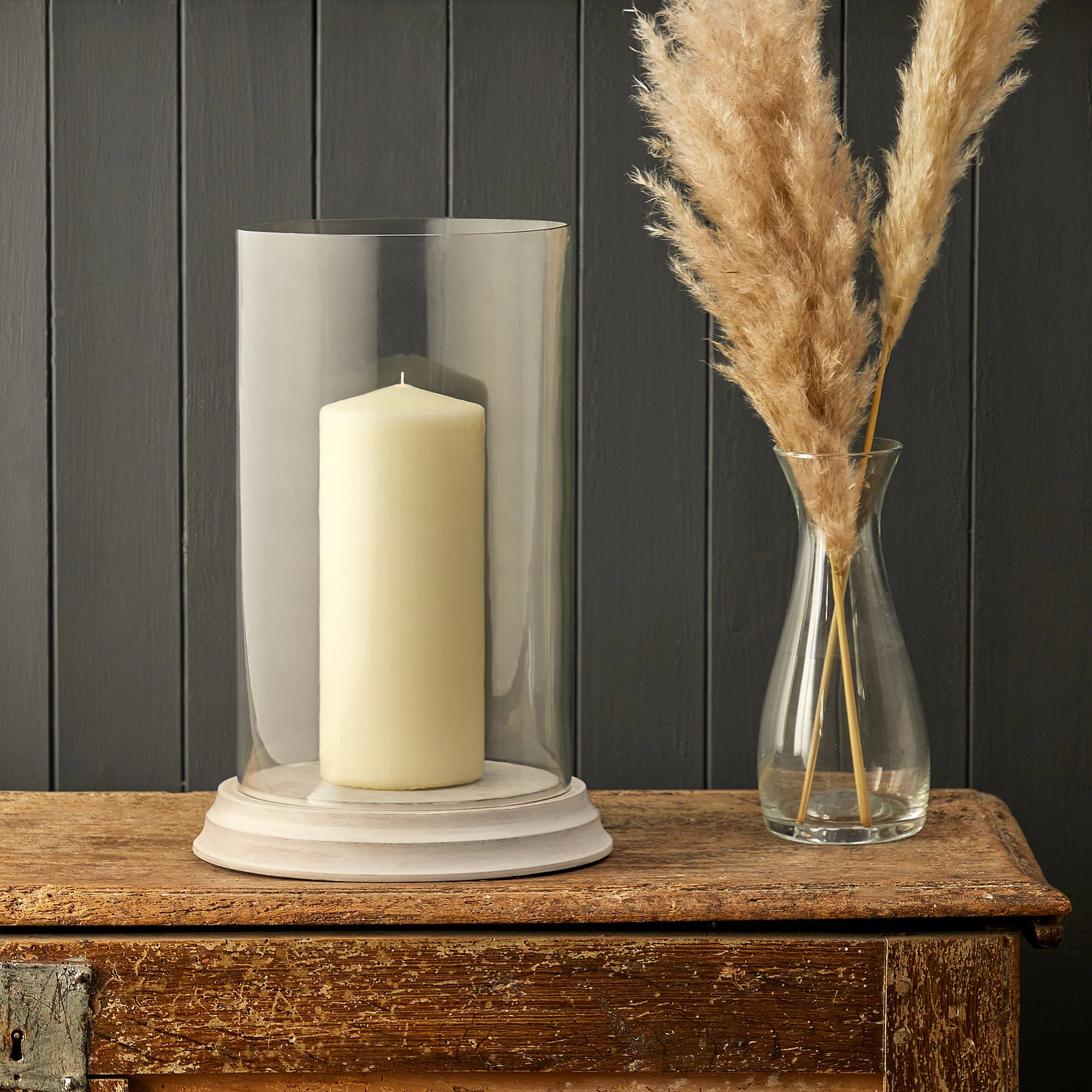 Larger Gusto storm lantern in natural whitewash