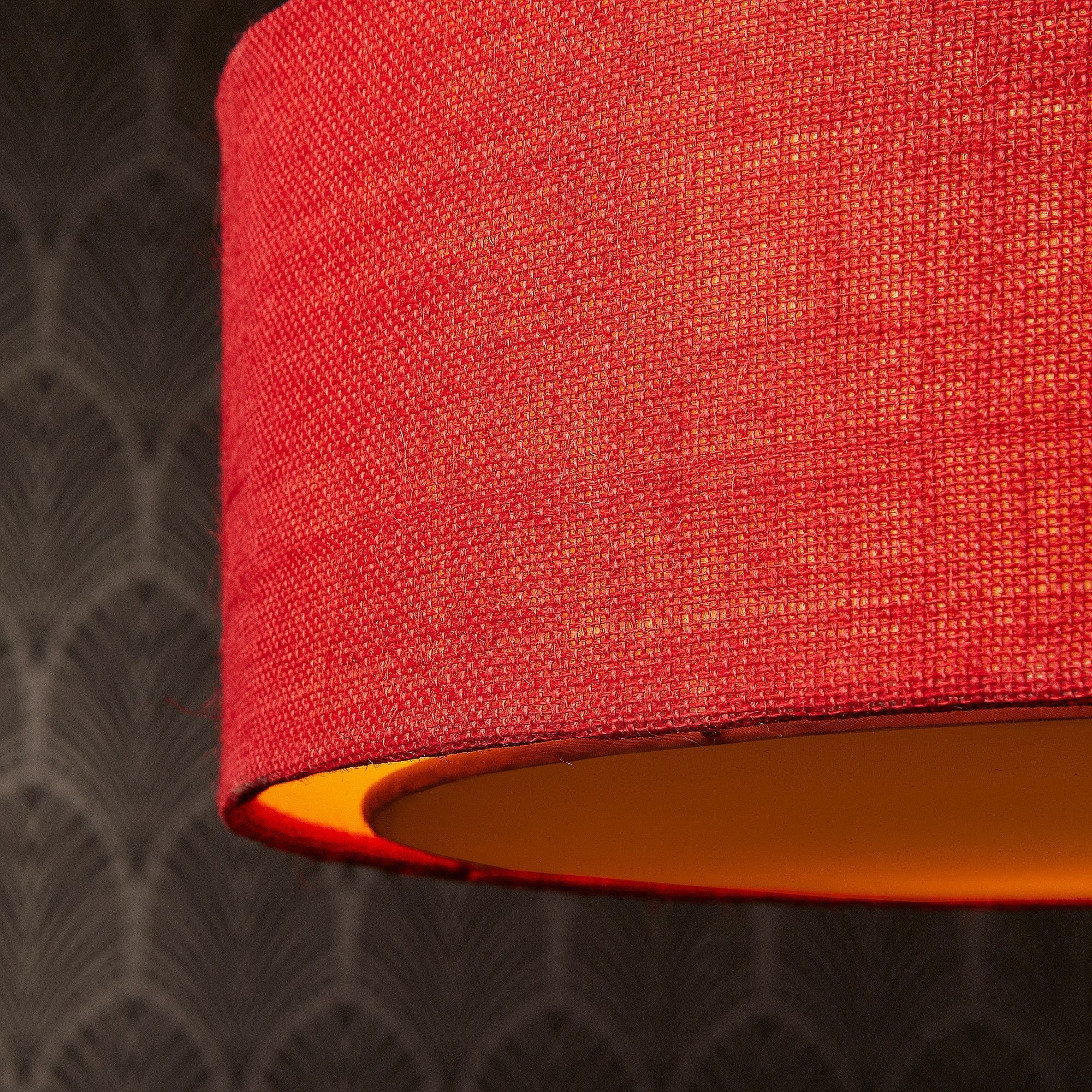 Larger Jute pendant in red with baffle - Image 3