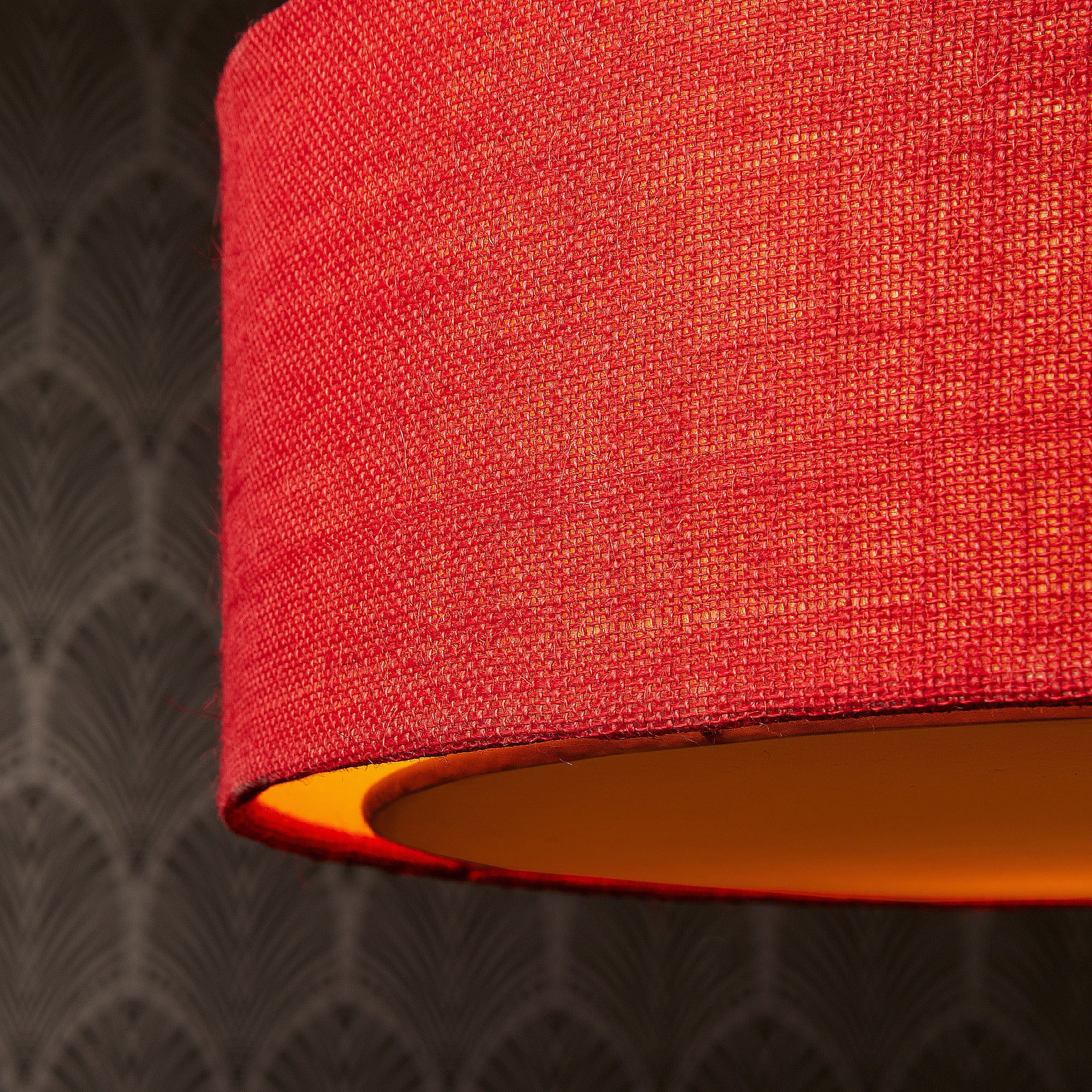 Larger Jute pendant in red with baffle - Image 6