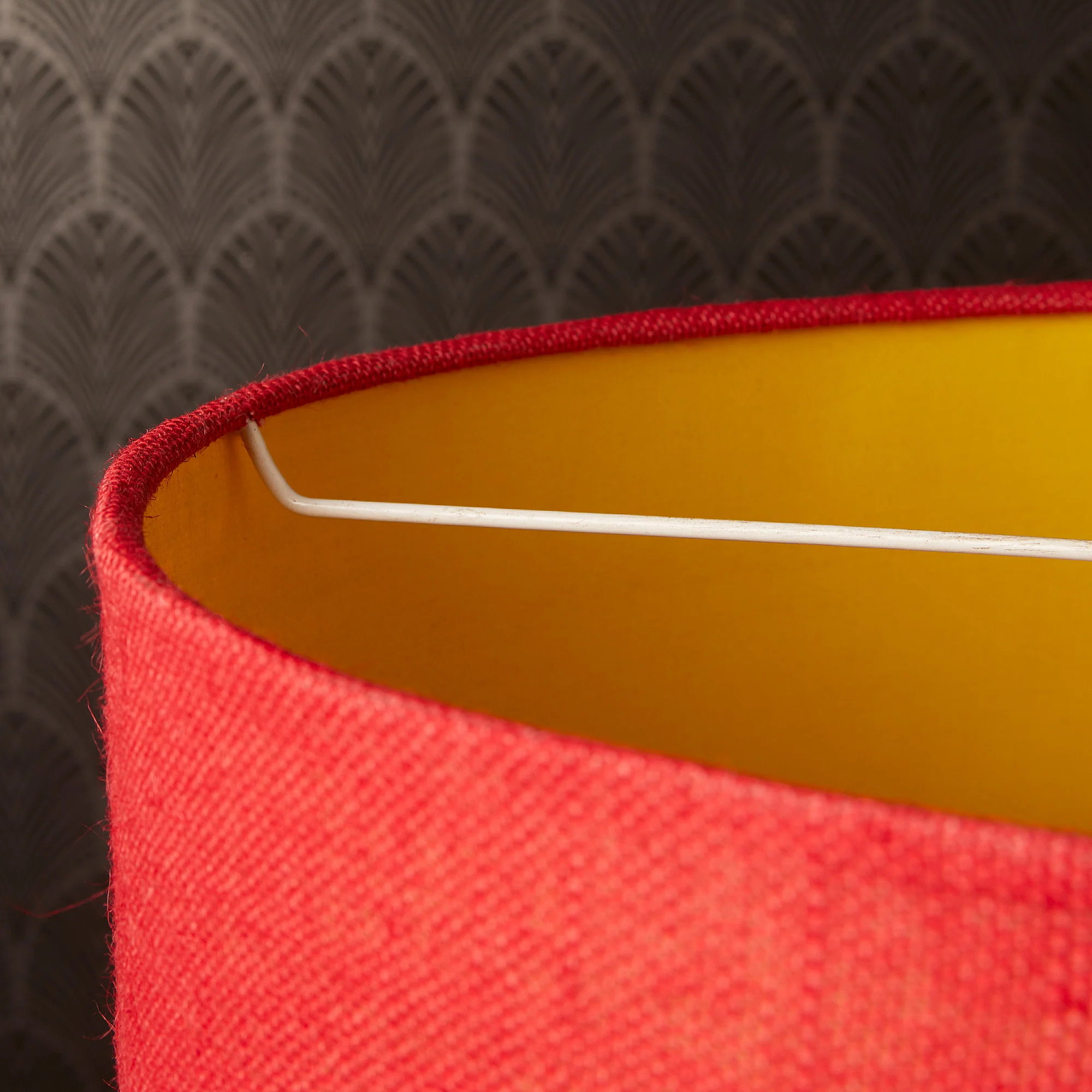 Larger Jute pendant in red with baffle - Image 7