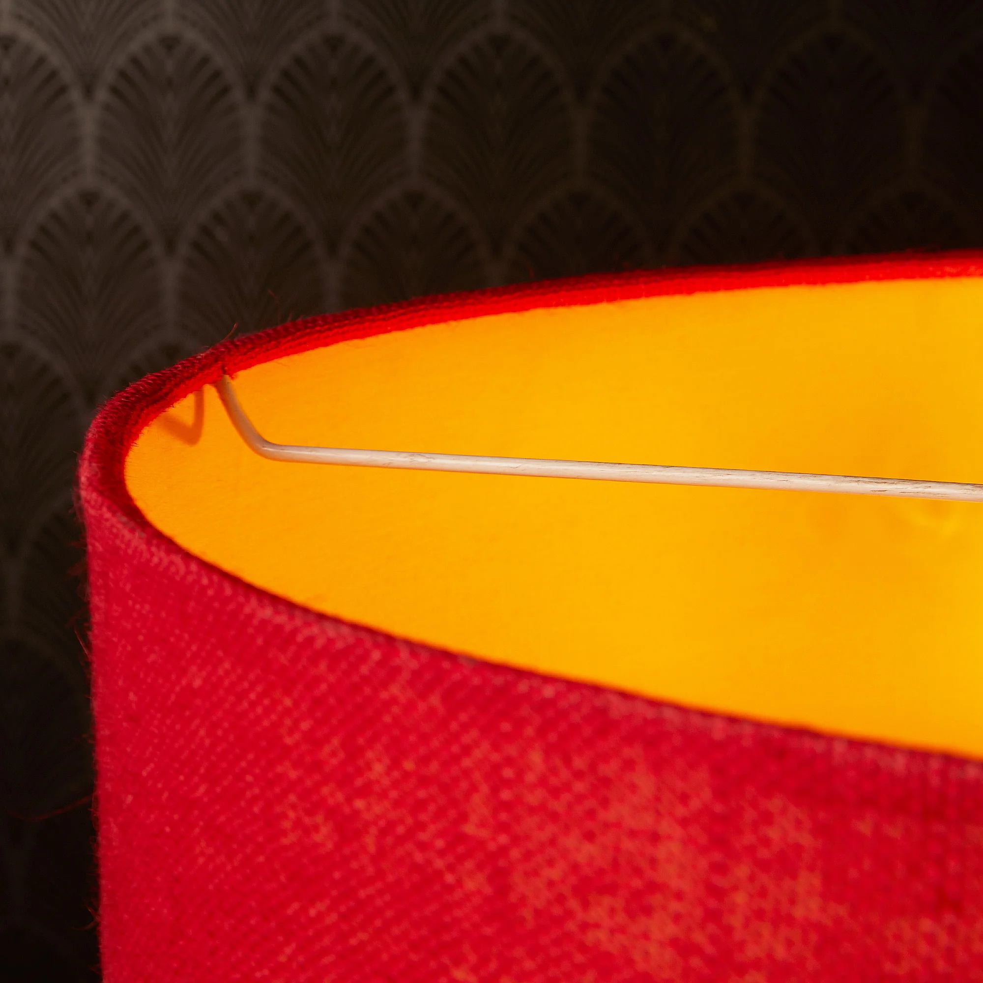 Larger Jute pendant in red with baffle - Image 8