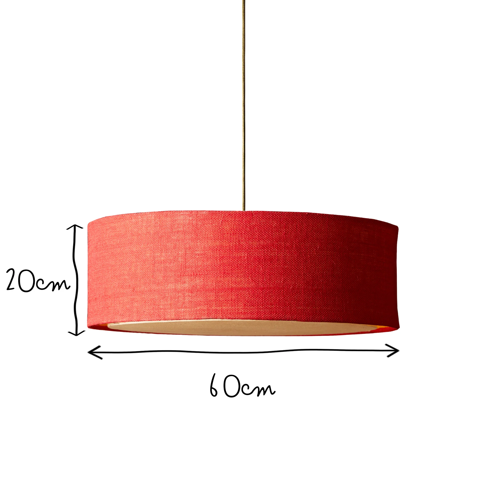 Larger Jute pendant in red with baffle - Image 9