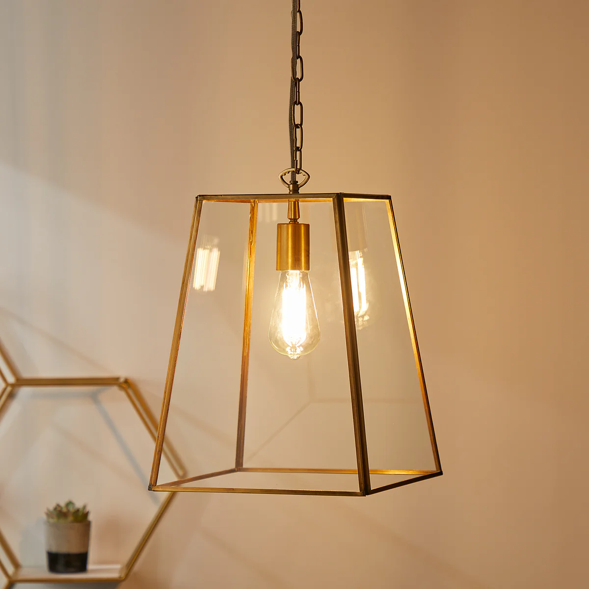 larger Luxor lantern in brass and clear glass - Image 2