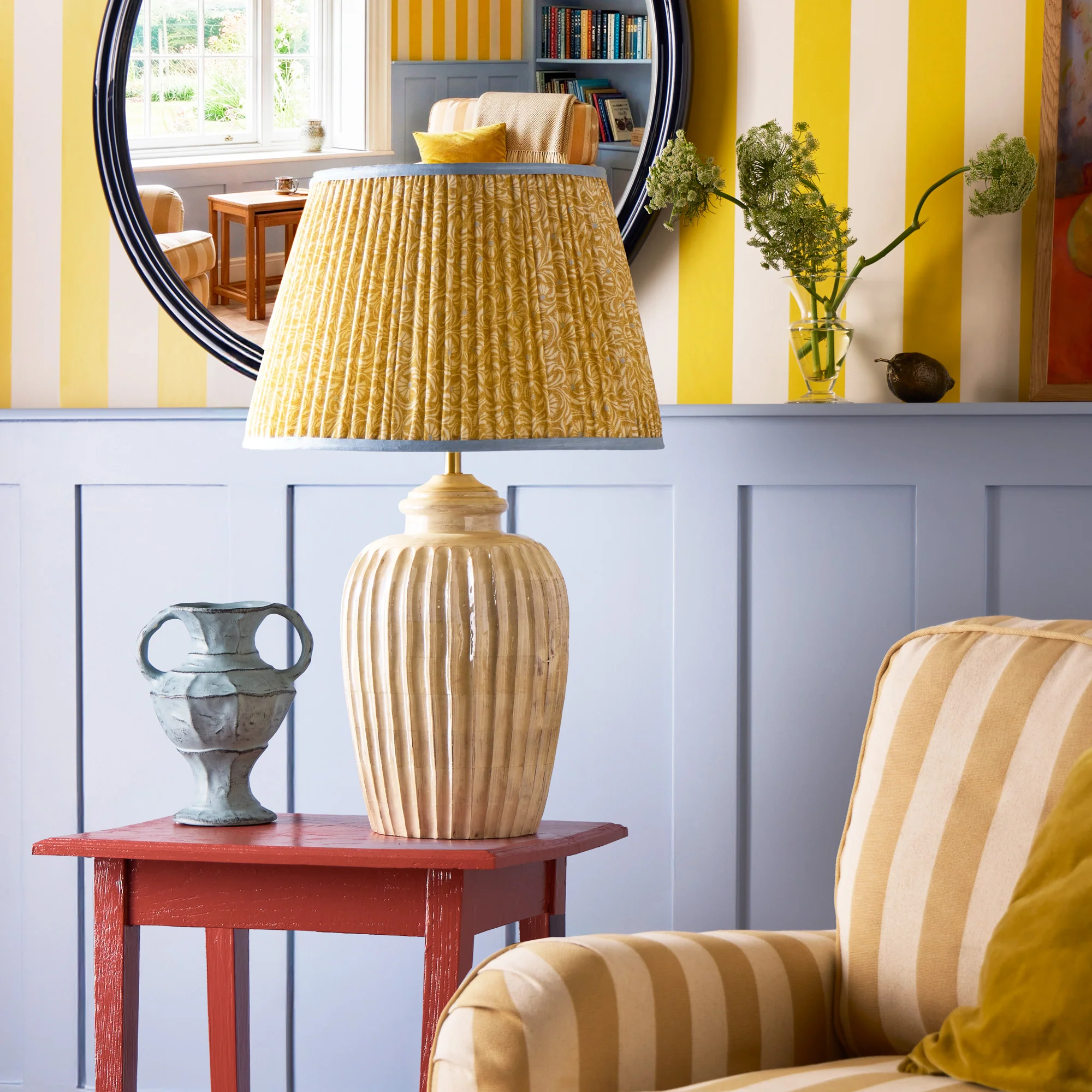 Larger Marcie table lamp in natural whitewash