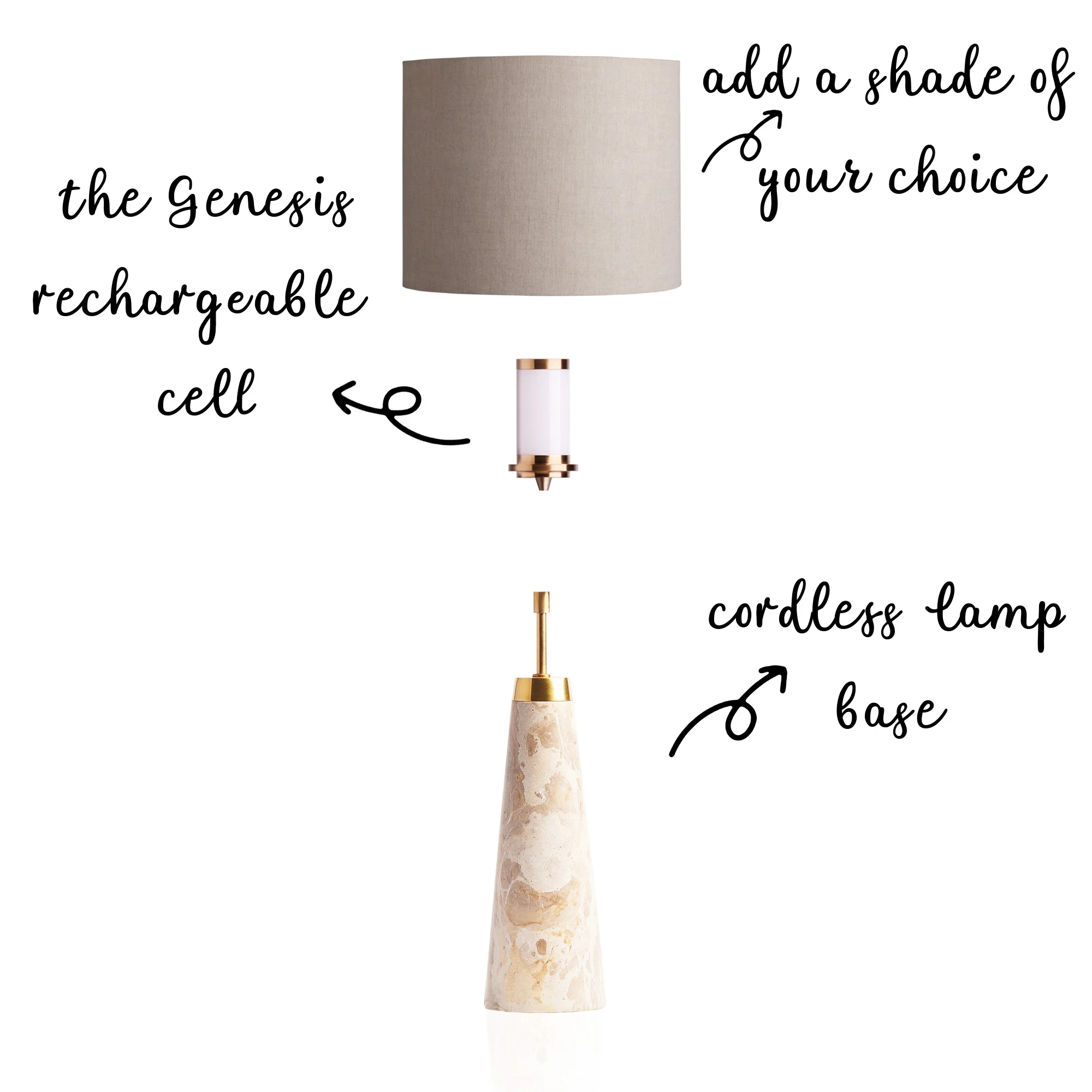 Larger marmaron rechargeable table lamp in grey - Image 3