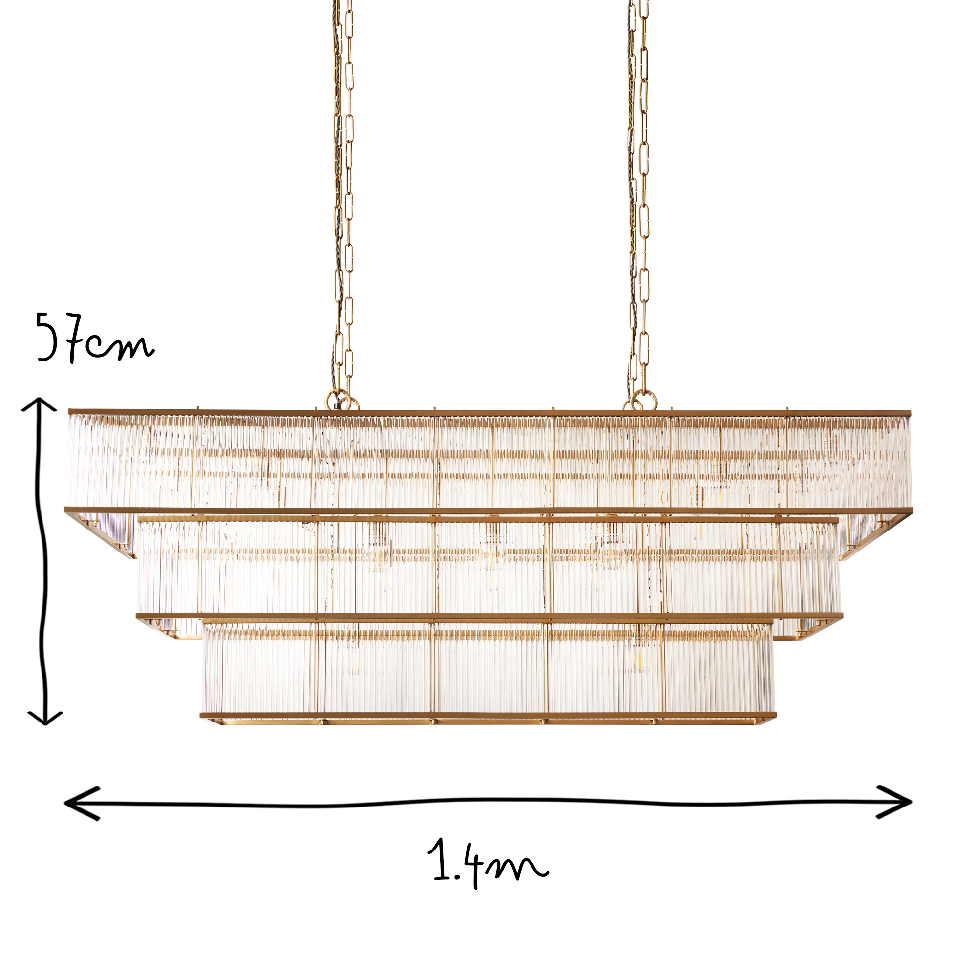 Larger Odin chandelier in brass and glass - Image 10