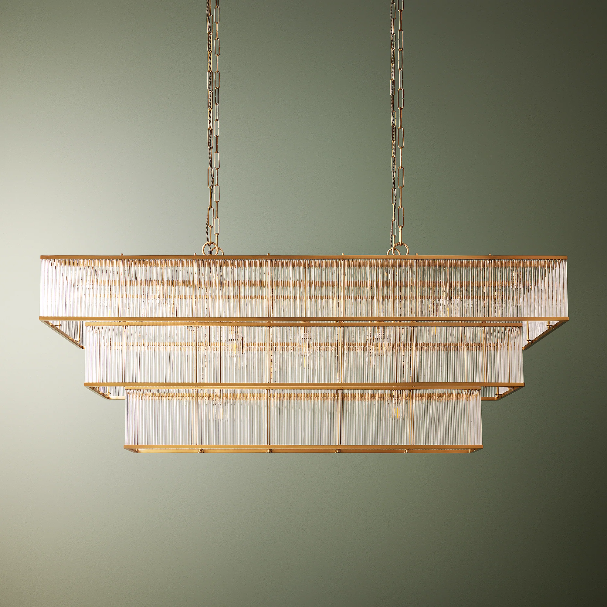 Larger Odin chandelier in brass and glass - Image 4