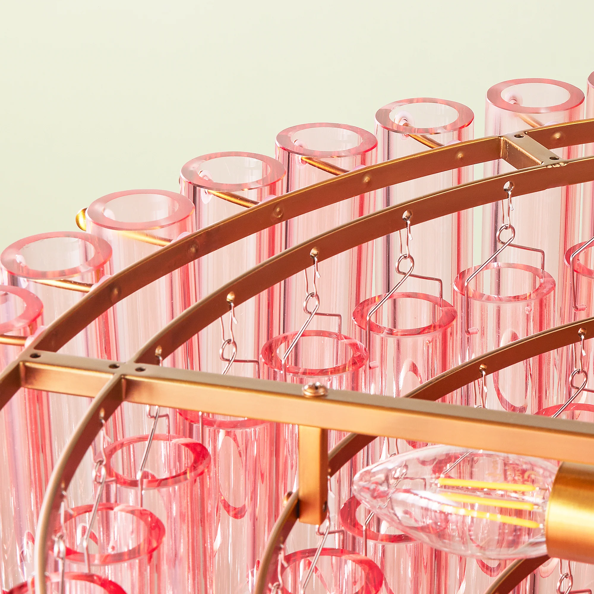 Larger Oldfield chandelier in pink glass - Image 10