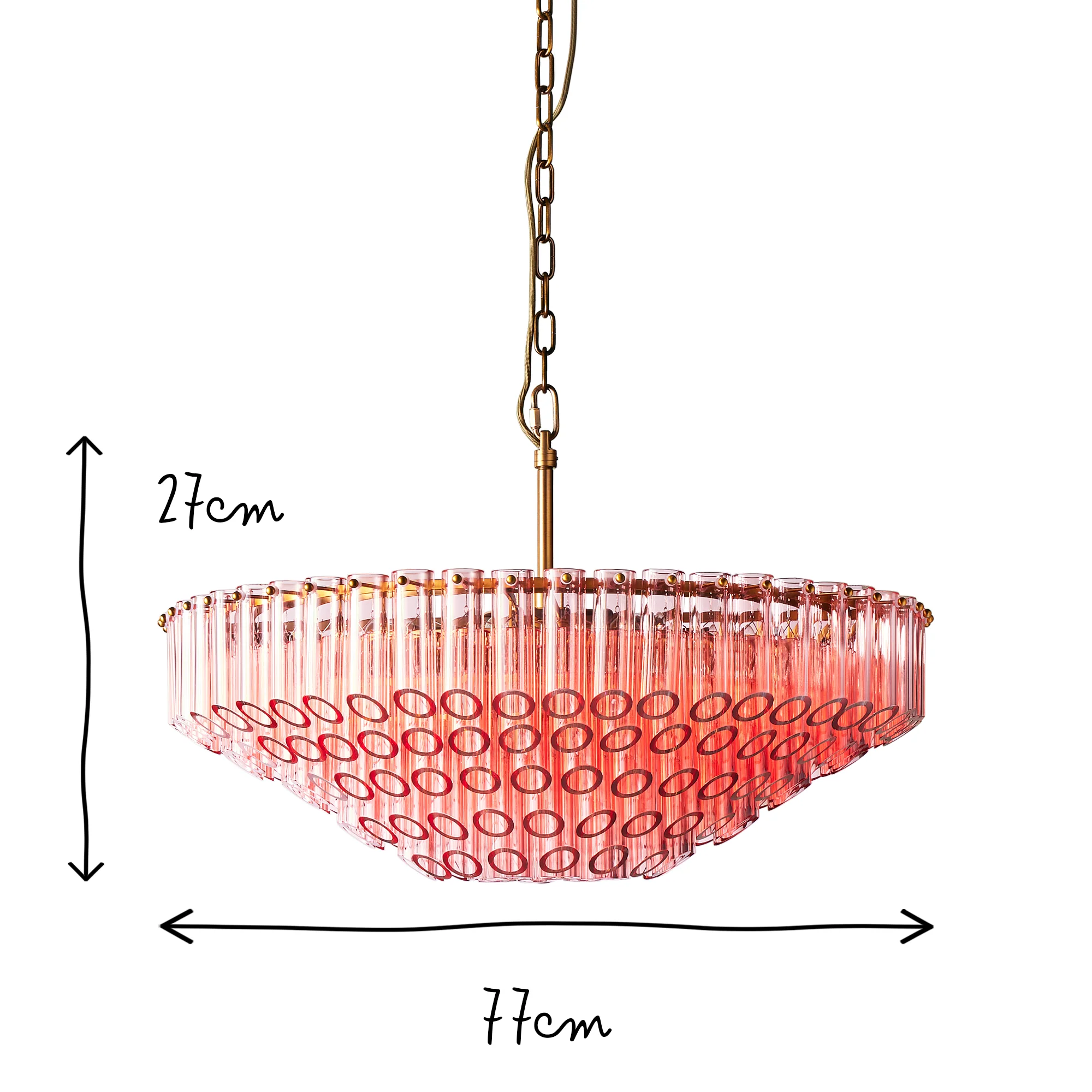 Larger Oldfield chandelier in pink glass - Image 12