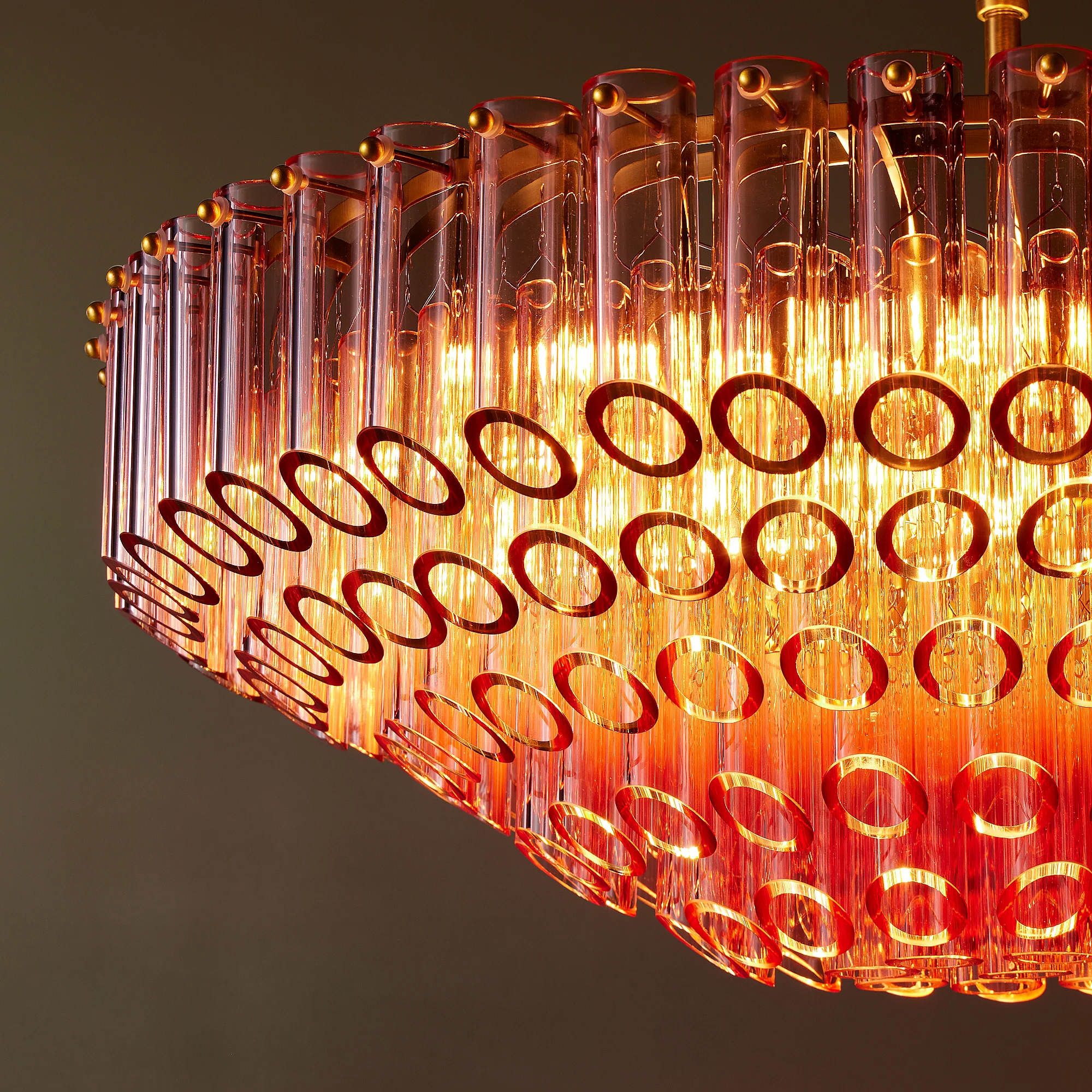 Larger Oldfield chandelier in pink glass - Image 6