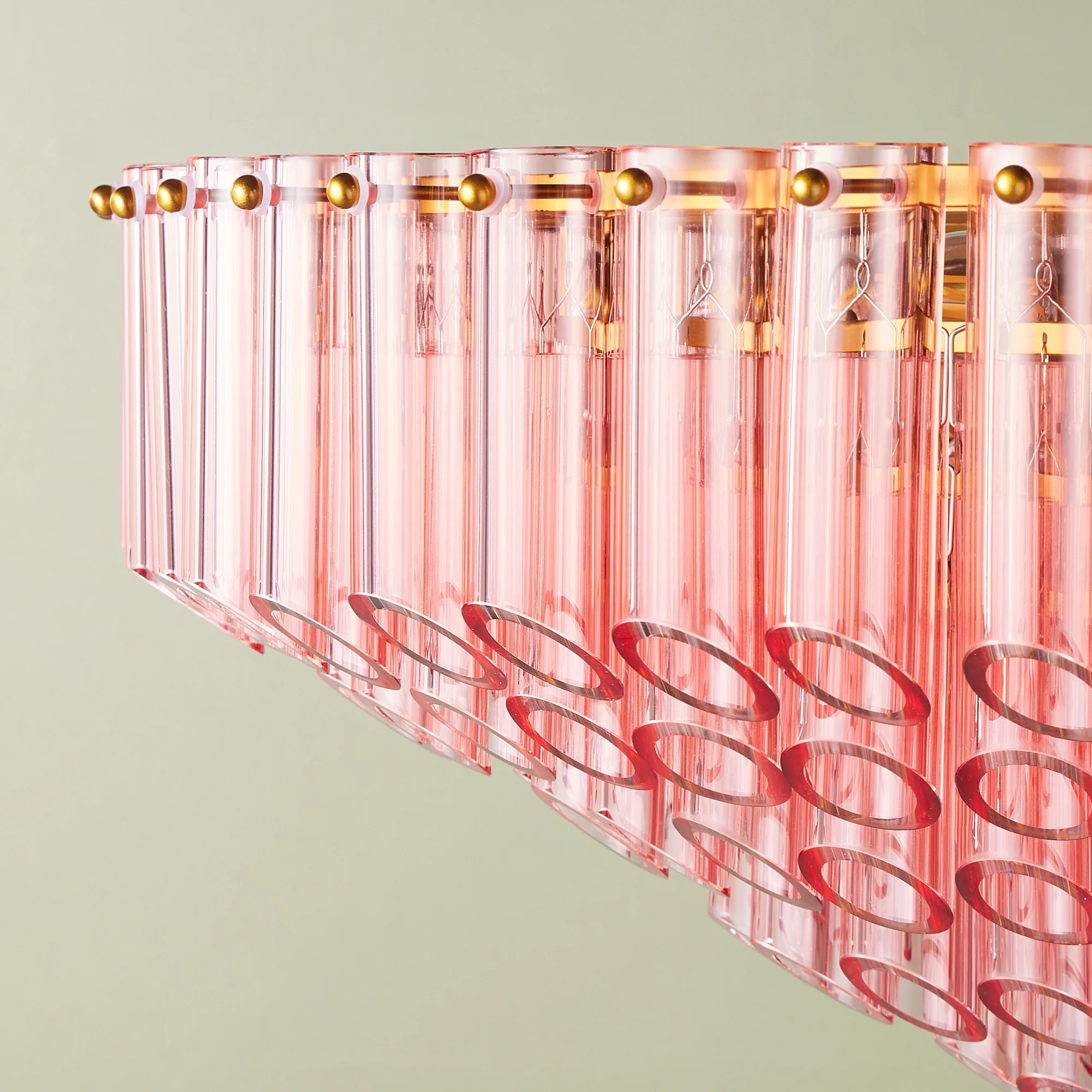 Larger Oldfield chandelier in pink glass - Image 7