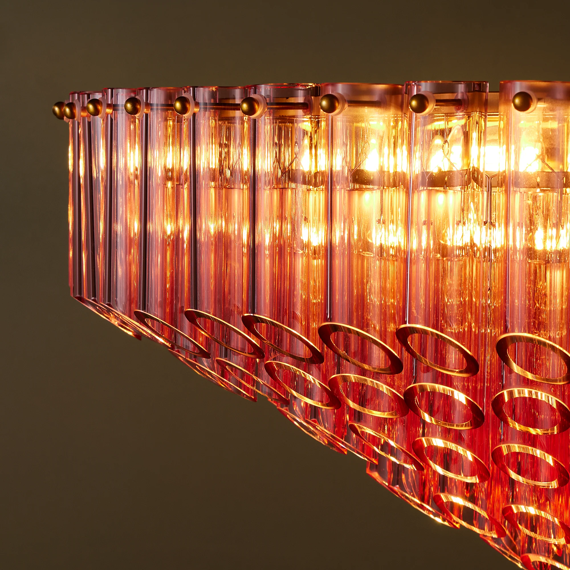 Larger Oldfield chandelier in pink glass - Image 8