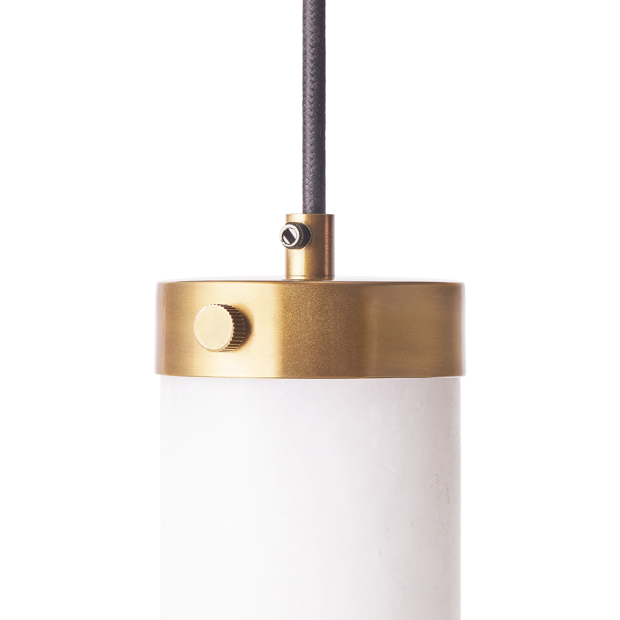 Larger Polly pendant light in antique brass with alabaster shade - Image 3