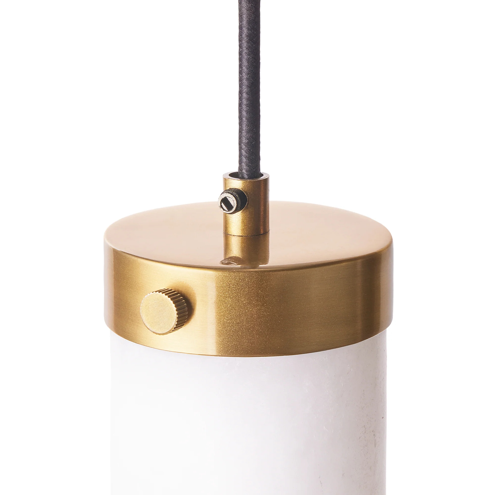 Larger Polly pendant light in antique brass with alabaster shade - Image 5