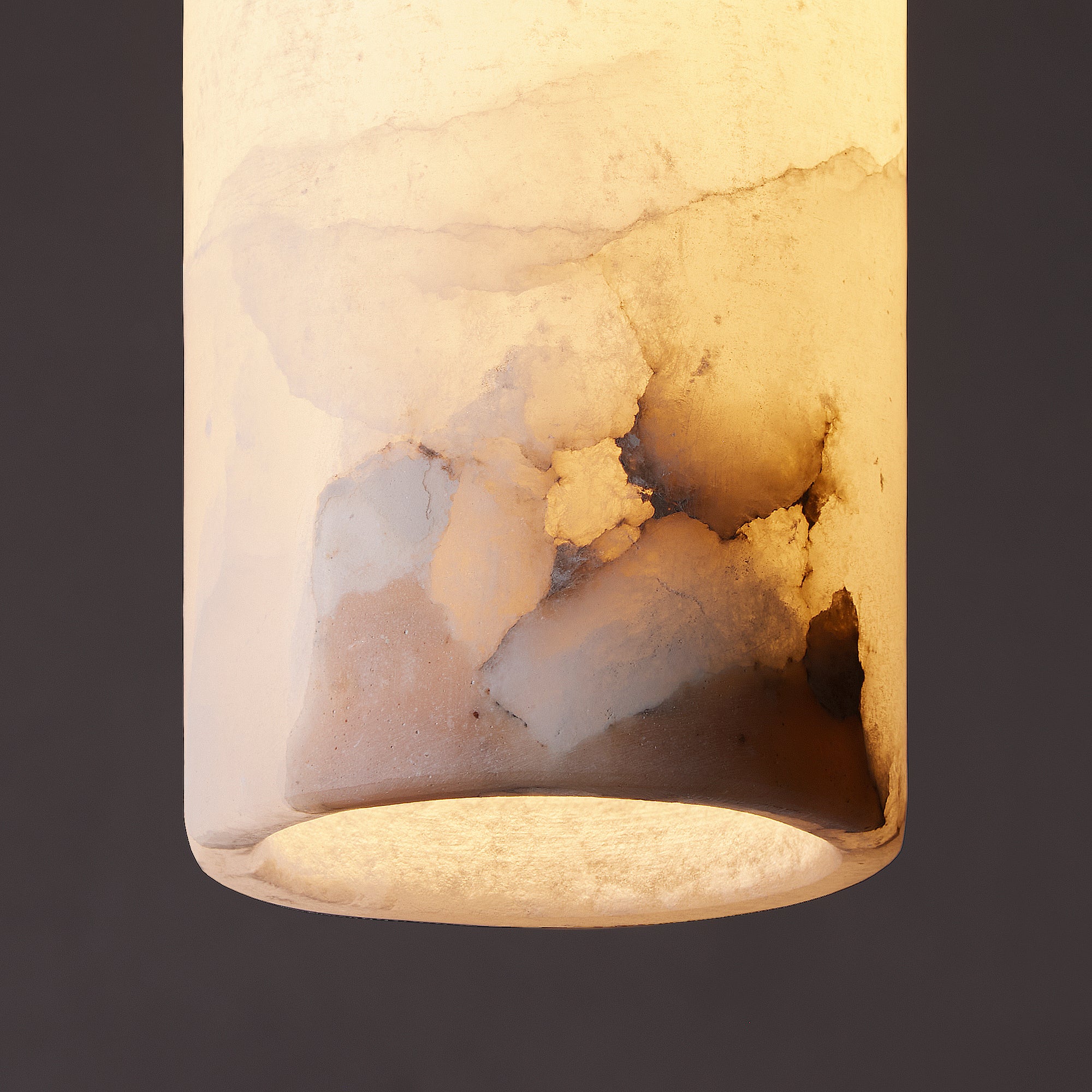 Larger Polly pendant light in antique brass with alabaster shade - Image 7