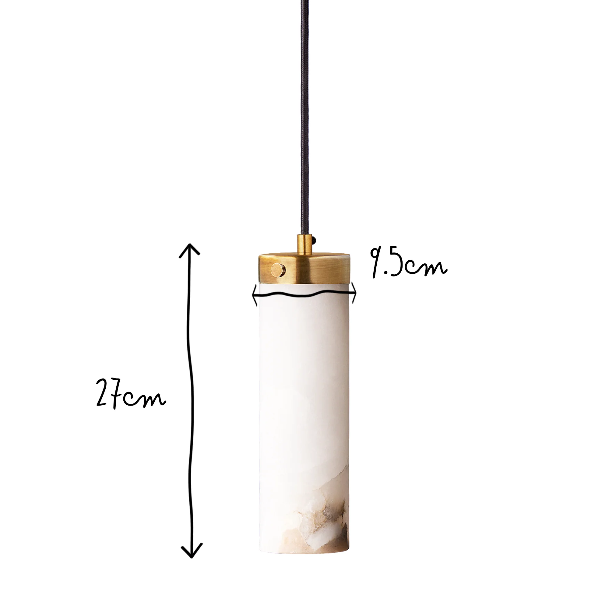 Larger Polly pendant light in antique brass with alabaster shade - Image 9