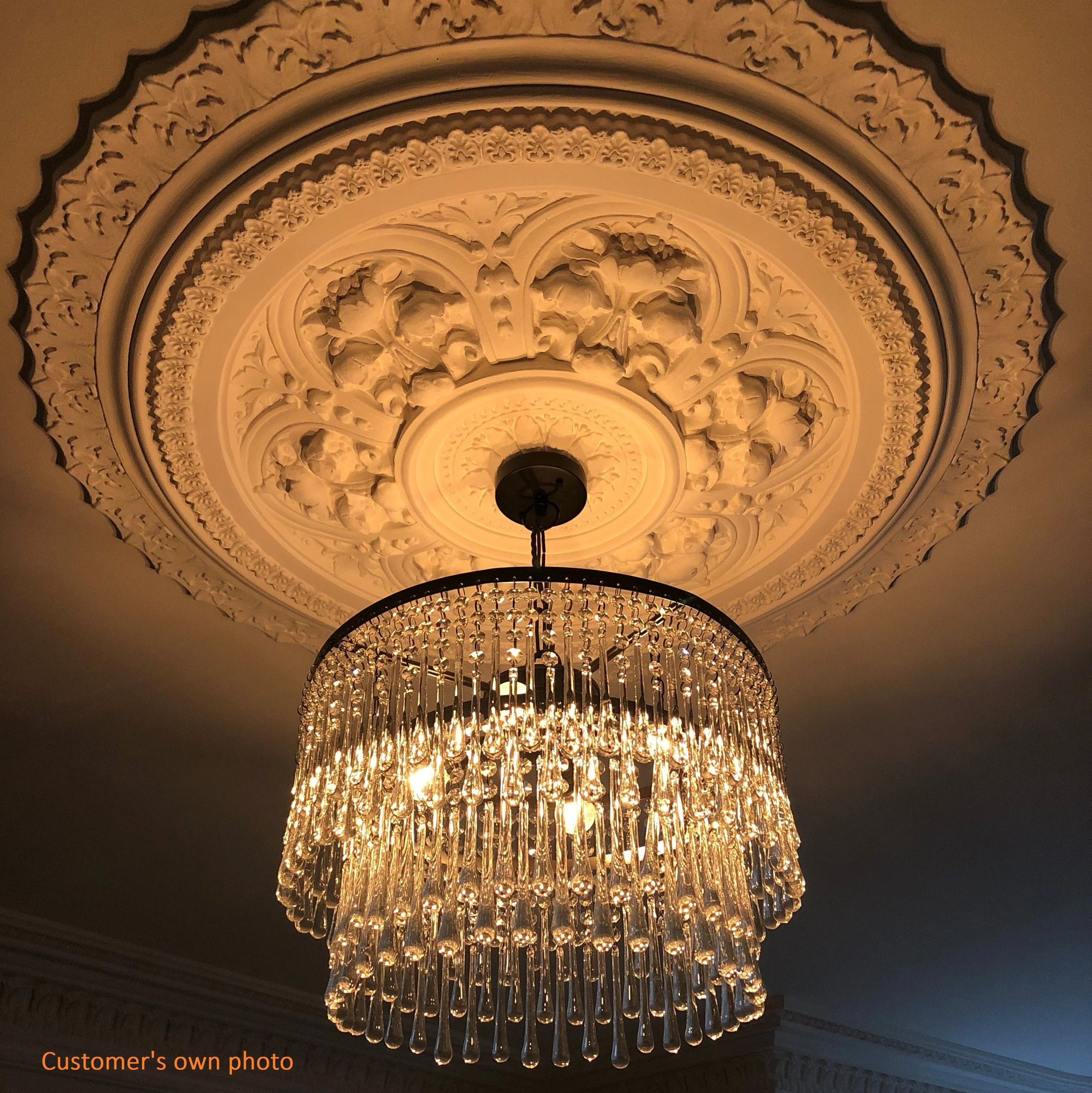 Larger Rita chandelier with clear blown glass droplets - Image 7