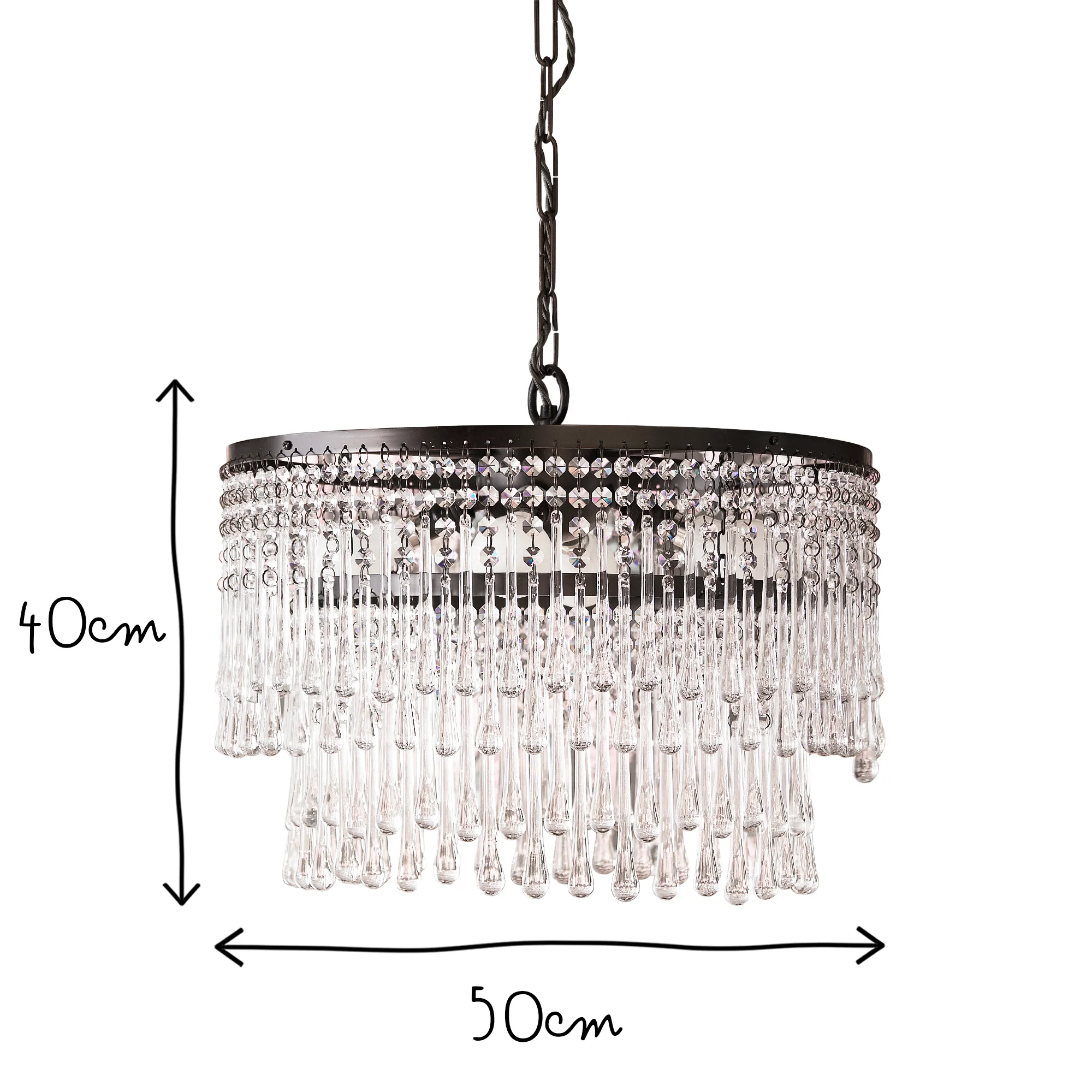 Larger Rita chandelier with clear blown glass droplets - Image 9