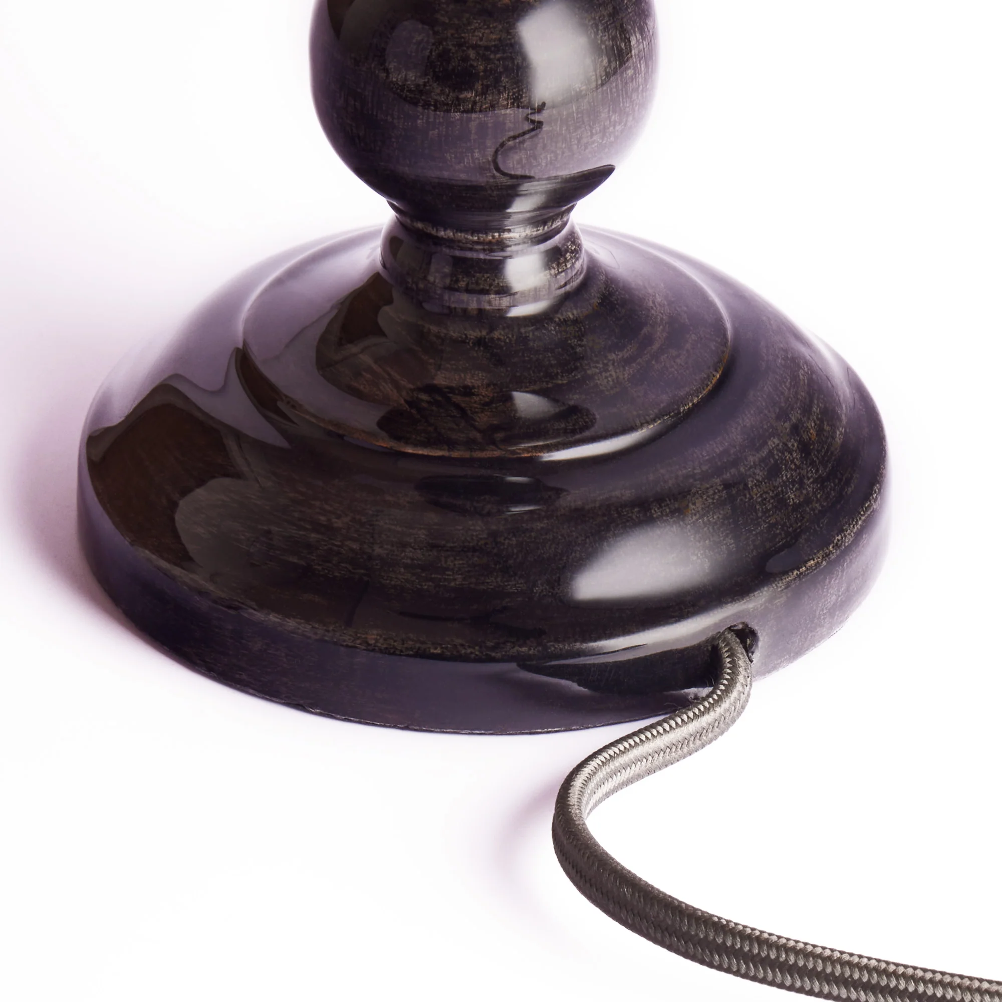 Lillee table lamp in deep brownish black lacquered wood - Image 3