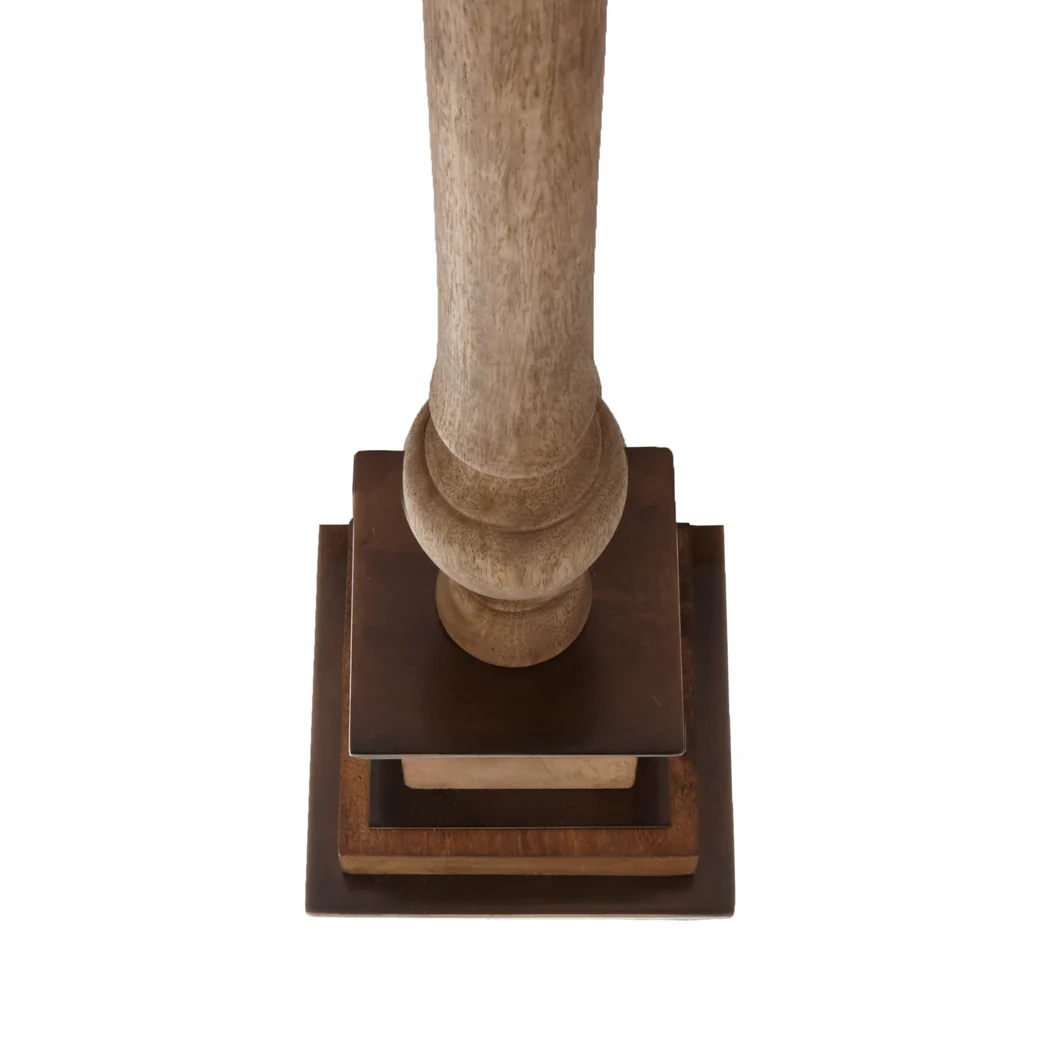 Lima table lamp in waxed wood and antiqued brass - Image 4