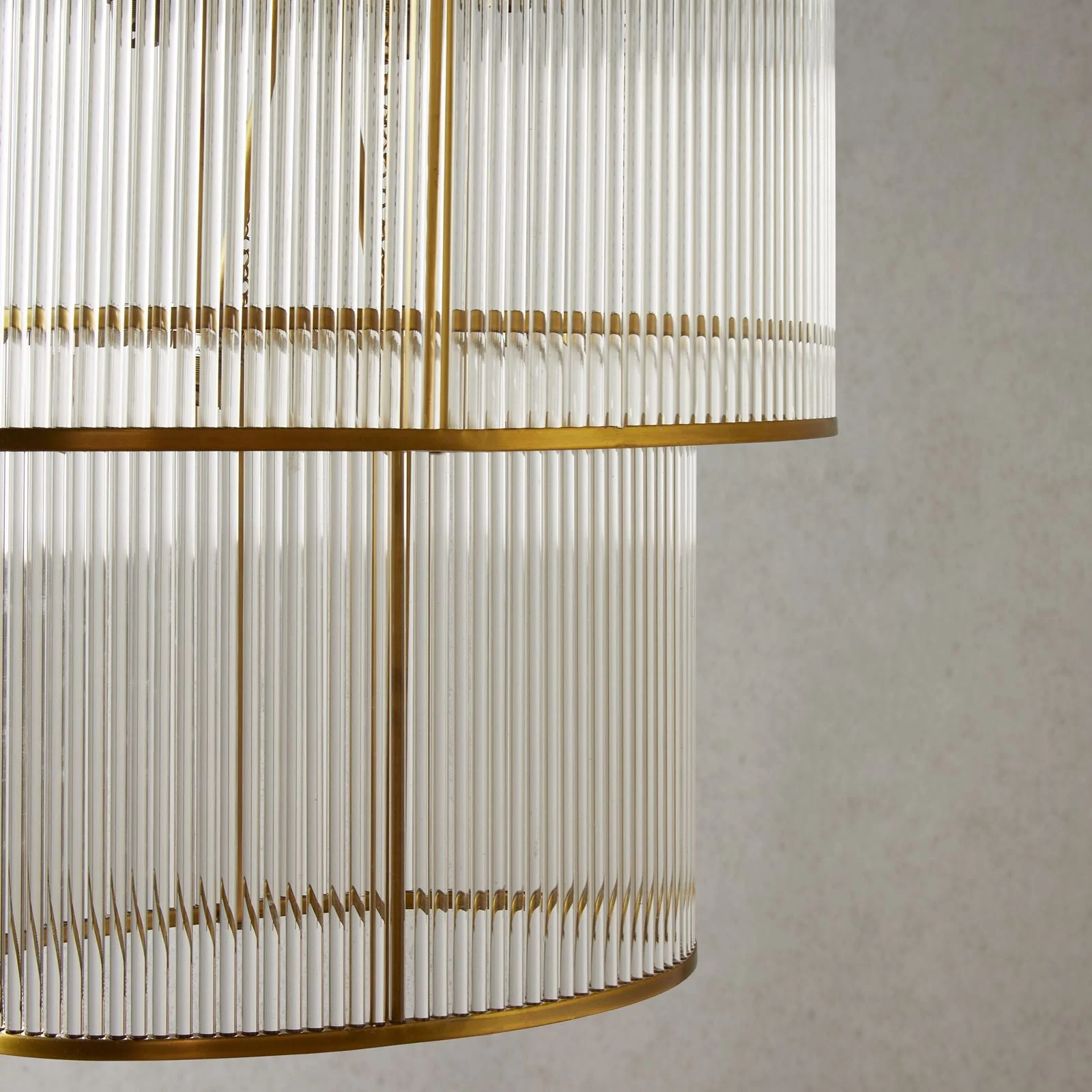 Loki two tiered oval chandelier in brass with glass rods - Image 3