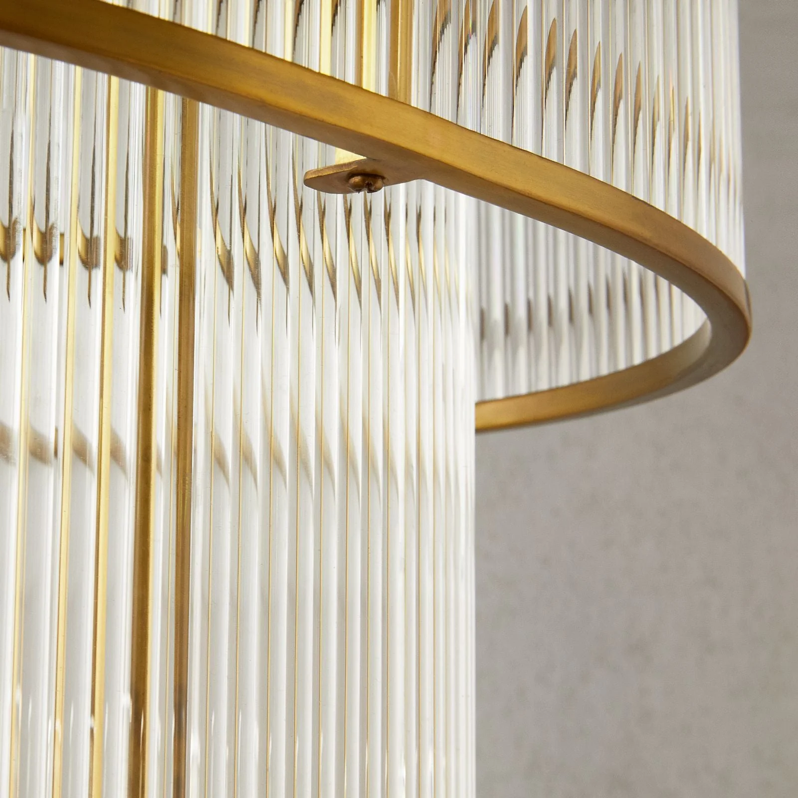 Loki two tiered oval chandelier in brass with glass rods - Image 5