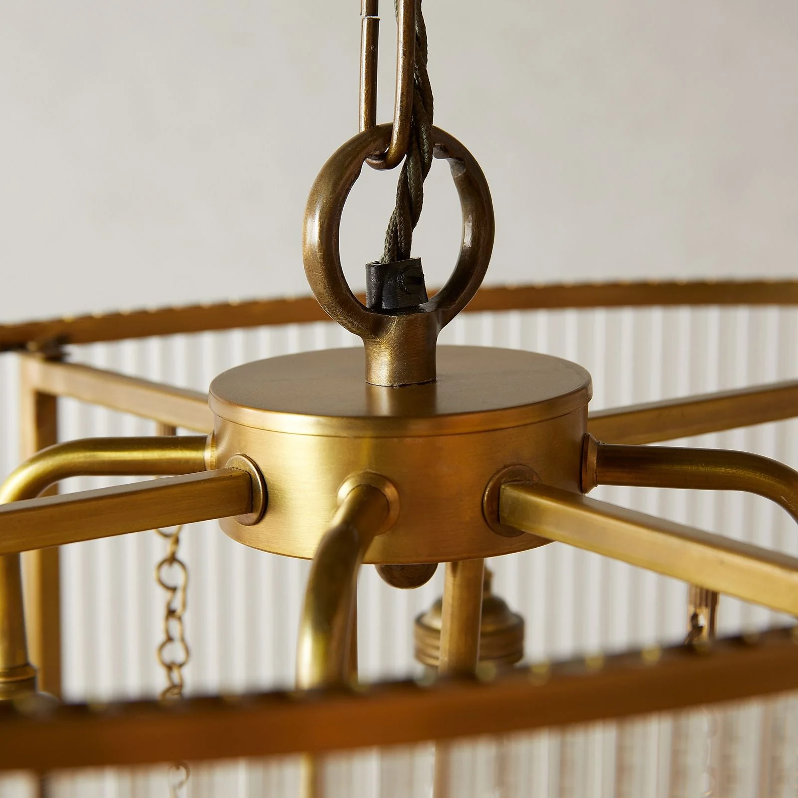 Loki two tiered oval chandelier in brass with glass rods - Image 7