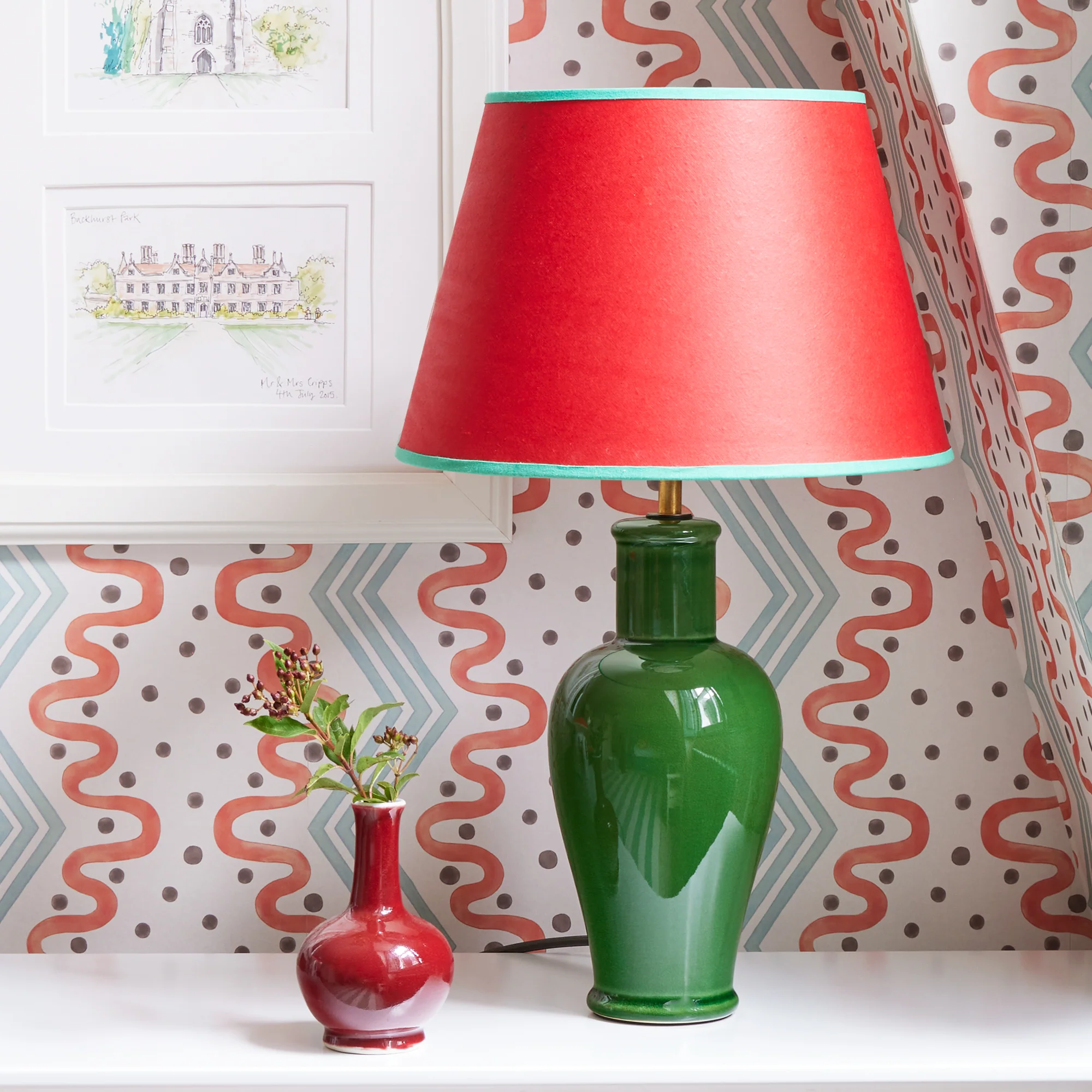 Smaller Lolita bedside lamp in an emerald glaze - Image 6
