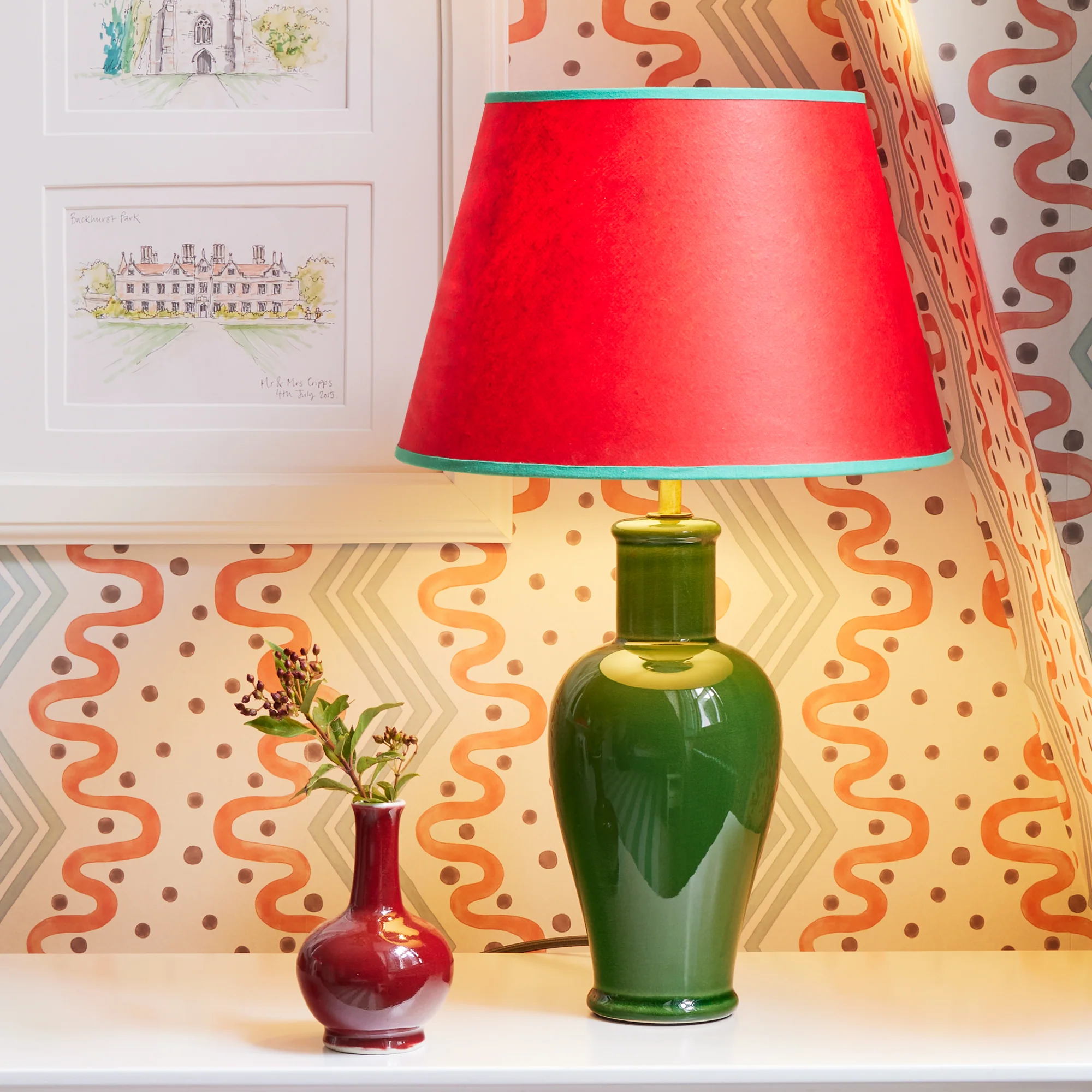 Smaller Lolita bedside lamp in an emerald glaze - Image 7