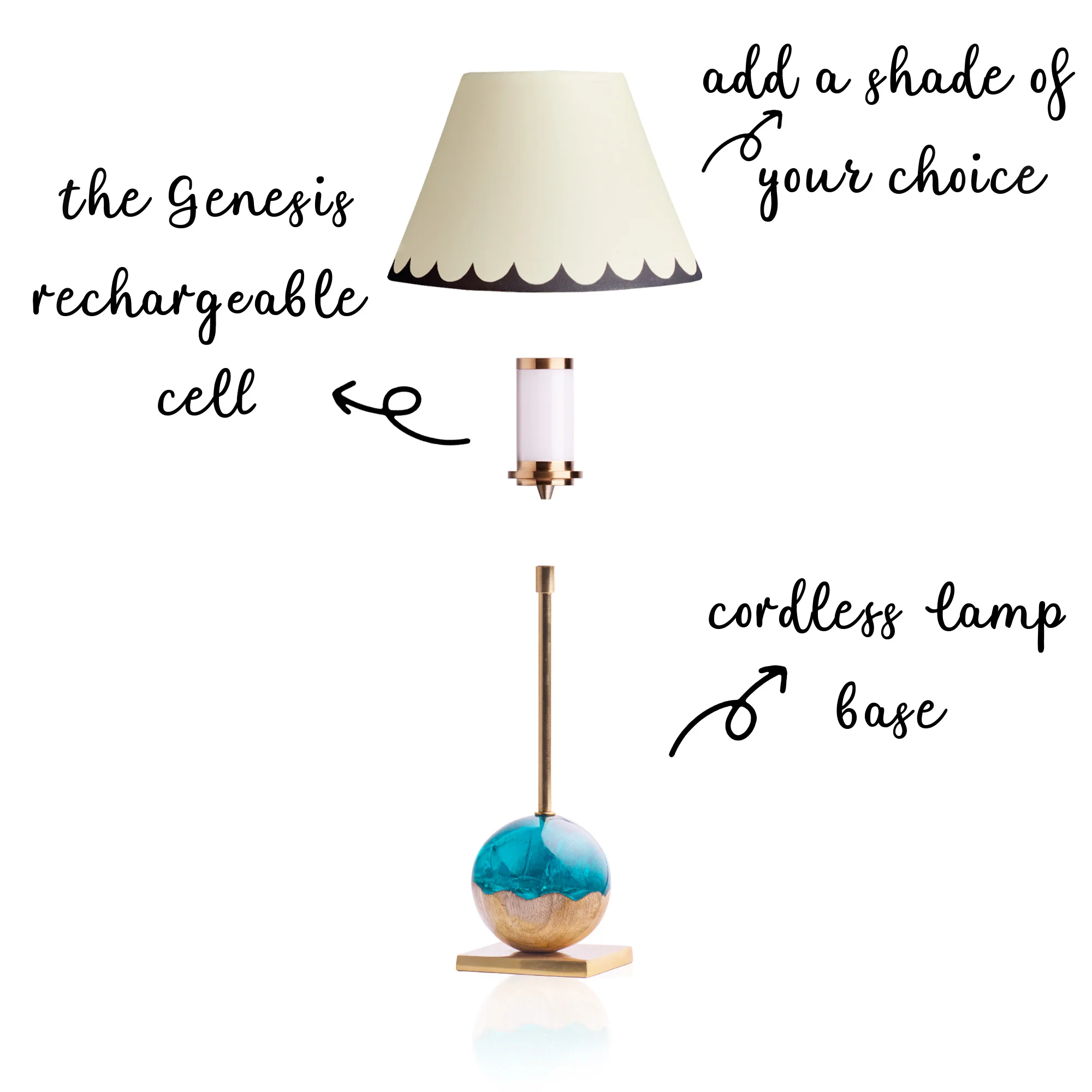 Lollie rechargeable table lamp in Azure resin - Image 3