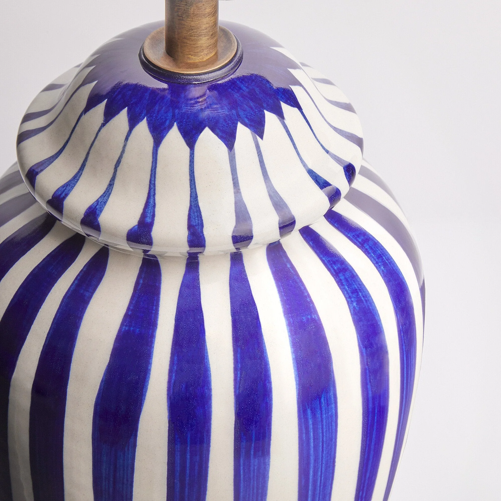 Smaller Lottie bedside lamp in a cobalt blue and stone glaze - Image 10