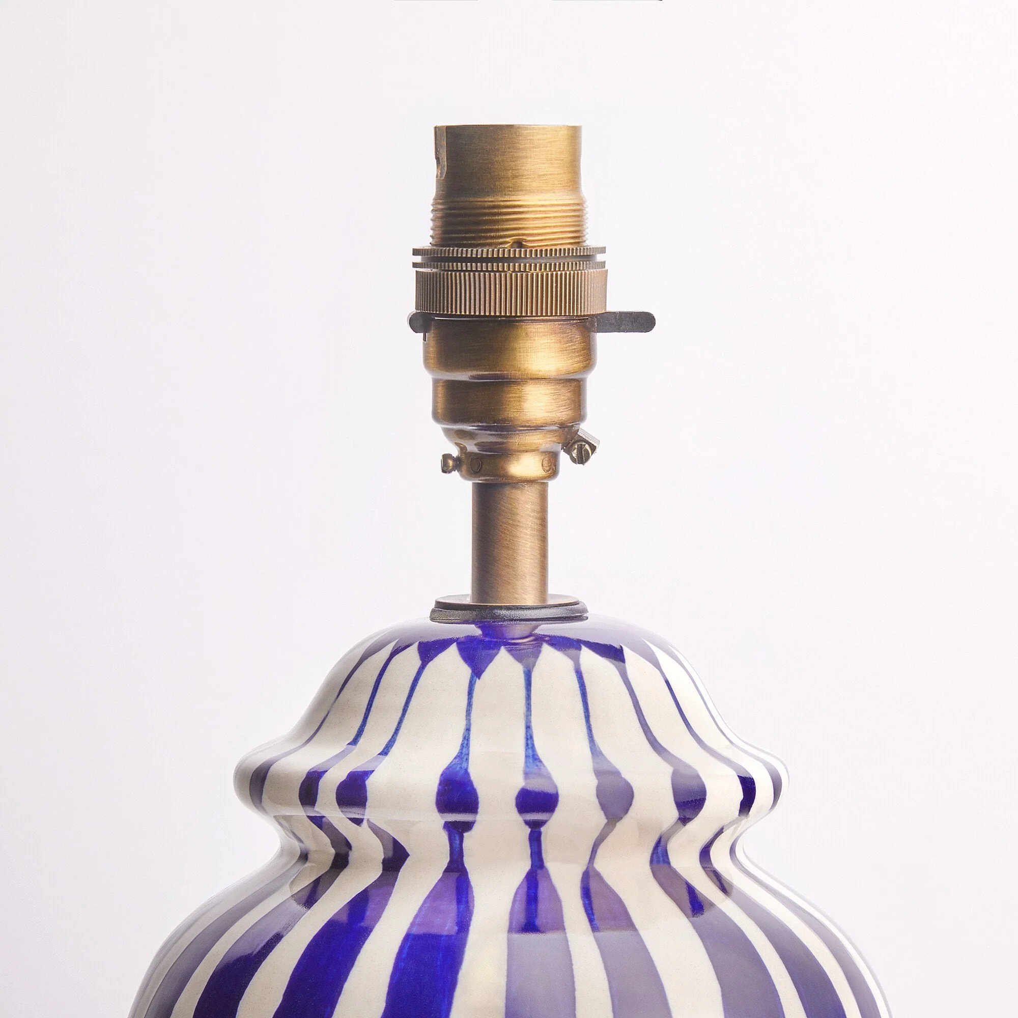 Smaller Lottie bedside lamp in a cobalt blue and stone glaze - Image 13
